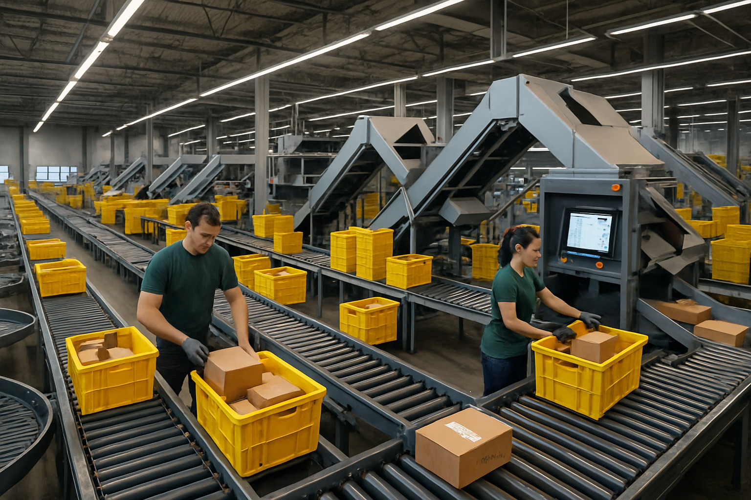 Blinkit warehouse operations showing automated sorting and quick delivery infrastructure - zomato share price