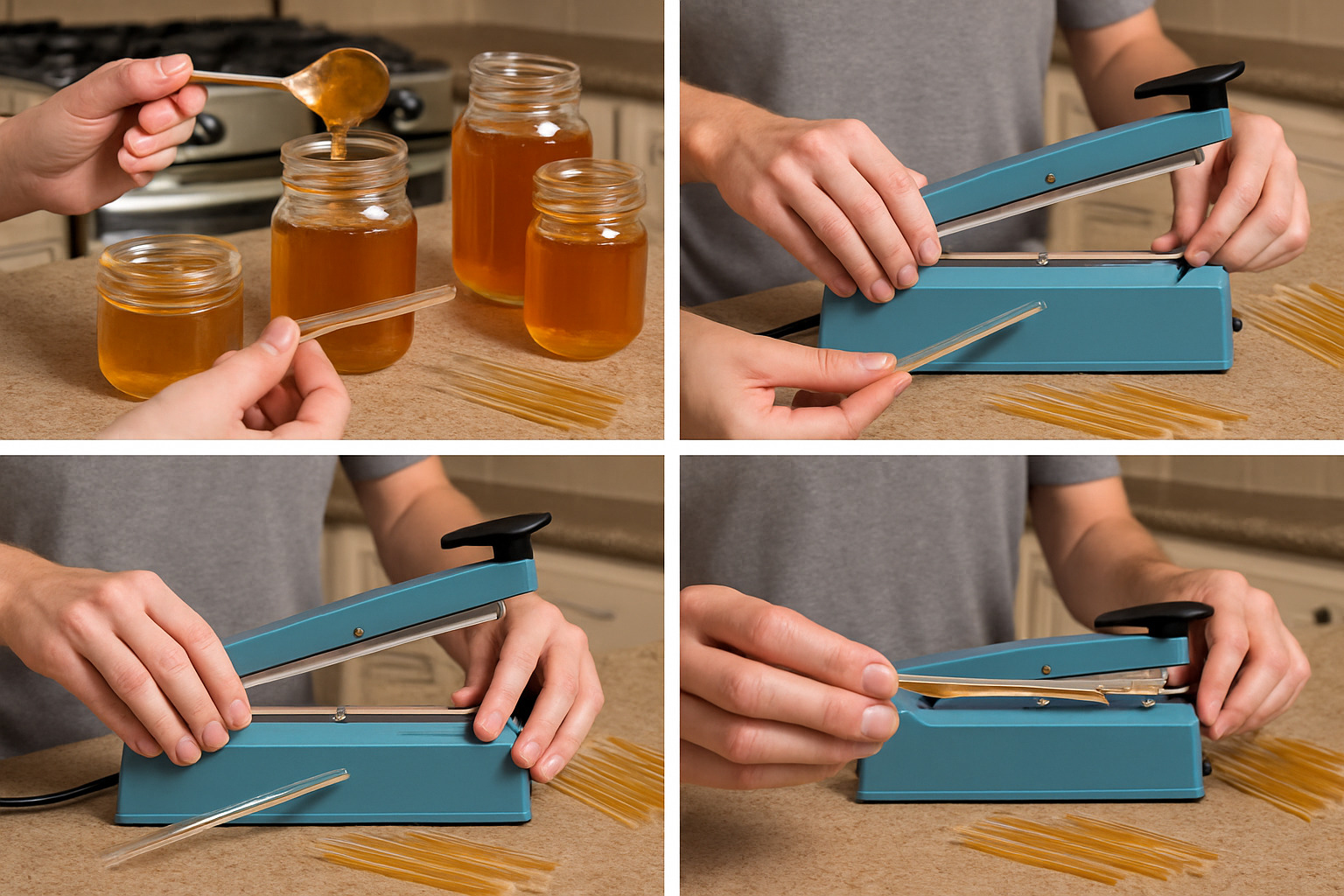 DIY honey-stick sealing process - honey pack