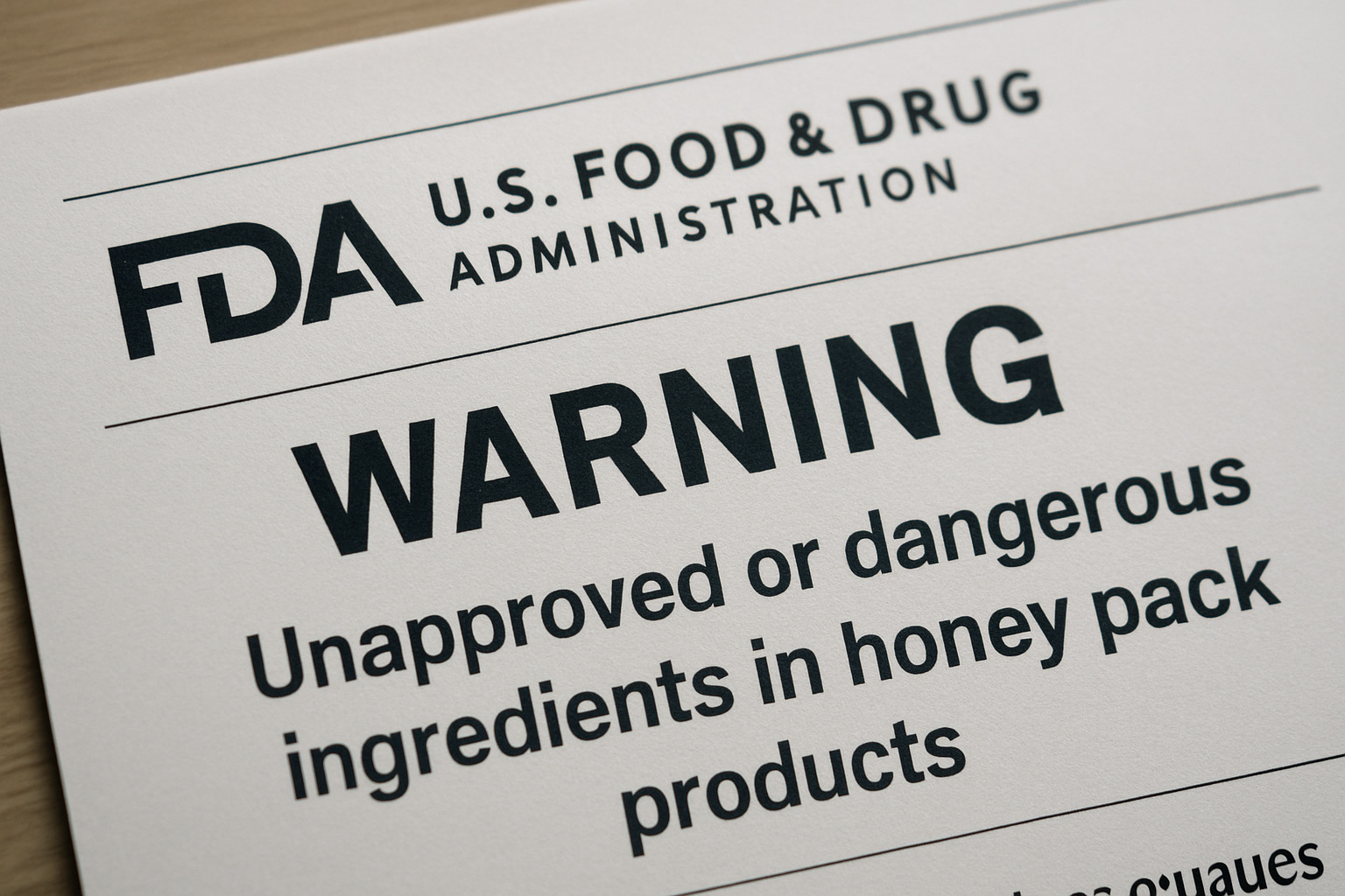 FDA warning notice - honey pack