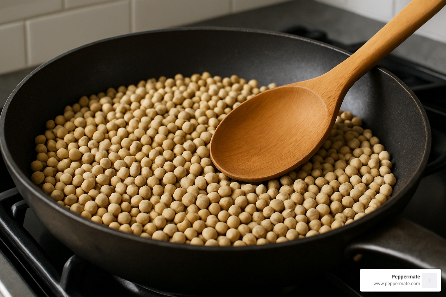 toasting white peppercorns in a dry pan - how to grind white peppercorn