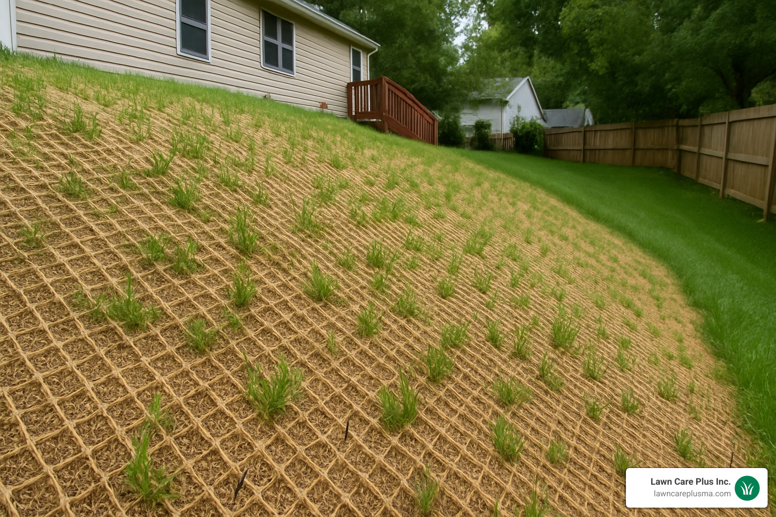erosion control netting on slope - best time to install new lawn