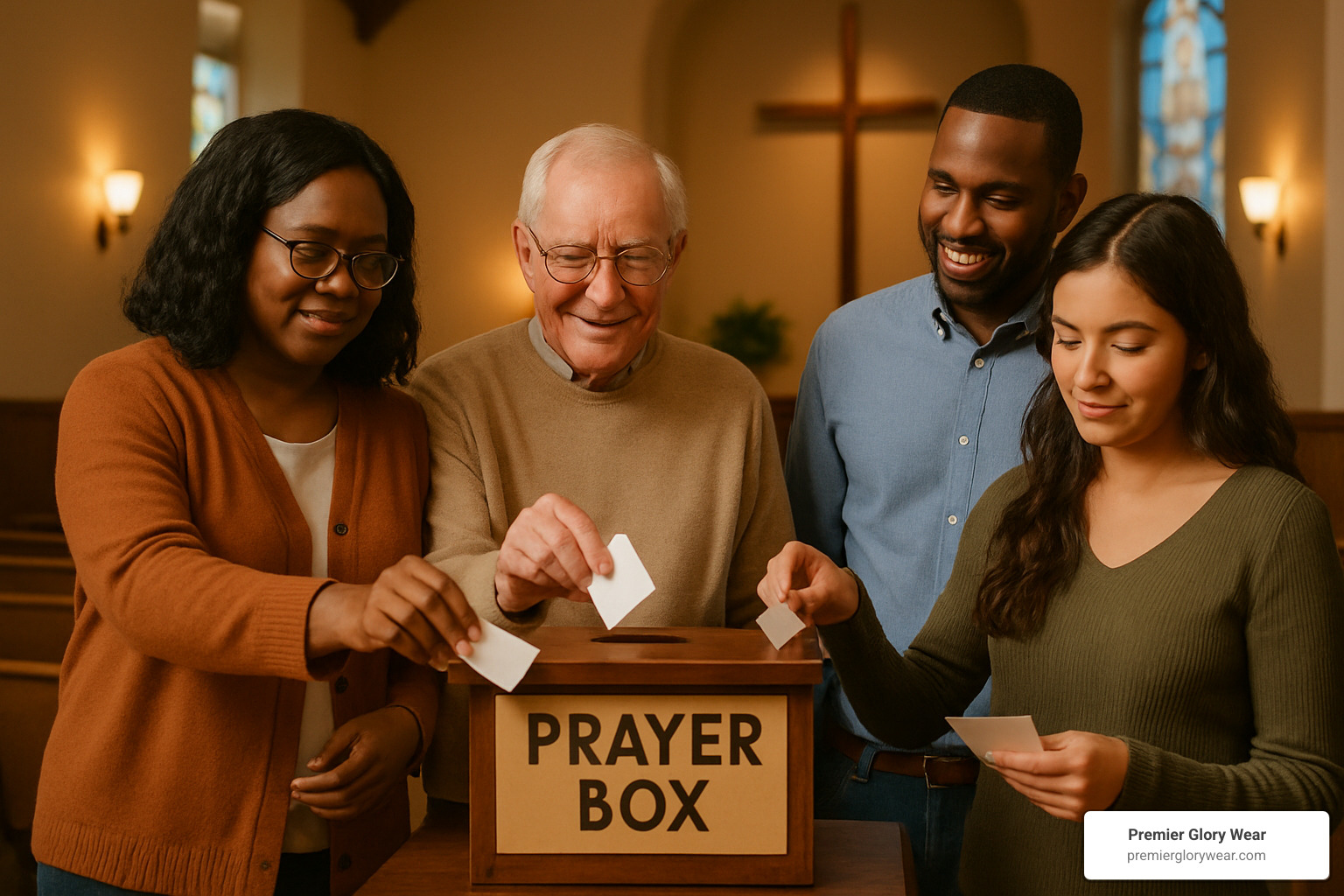 congregation dropping notes - prayer boxes for churches
