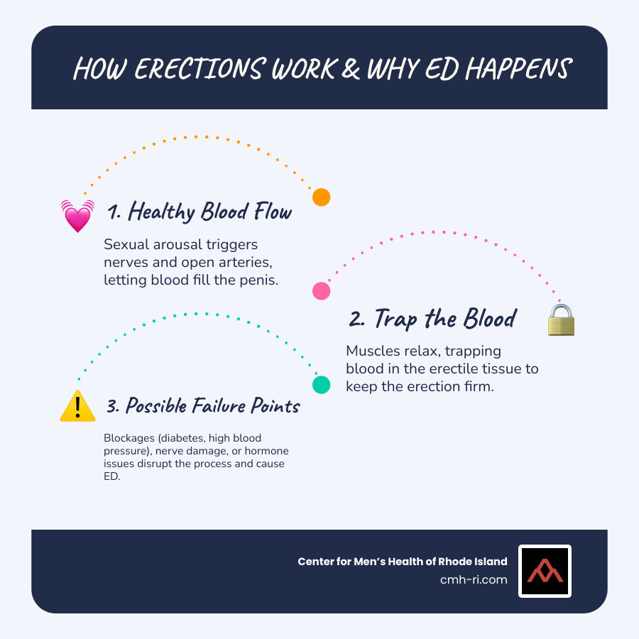 Infographic showing age-related increase of ED prevalence, starting at 40% in men at age 40, climbing to nearly 70% by age 70 - erectile dysfunction treatments near me infographic infographic-line-3-steps-blues-accent_colors