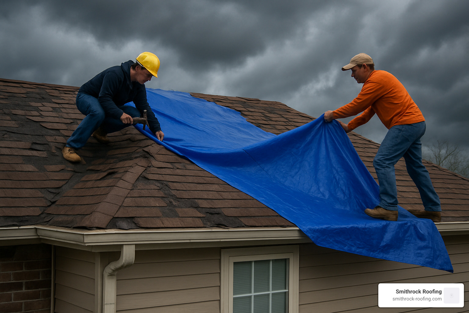 Emergency roof tarp installation and storm damage mitigation - roof repair services
