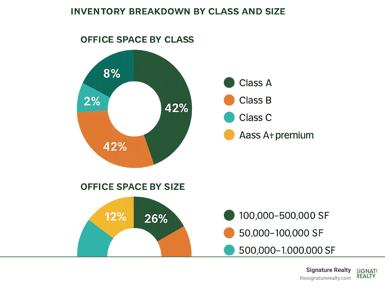 Office space inventory breakdown by class and size - Florida office space for lease infographic 