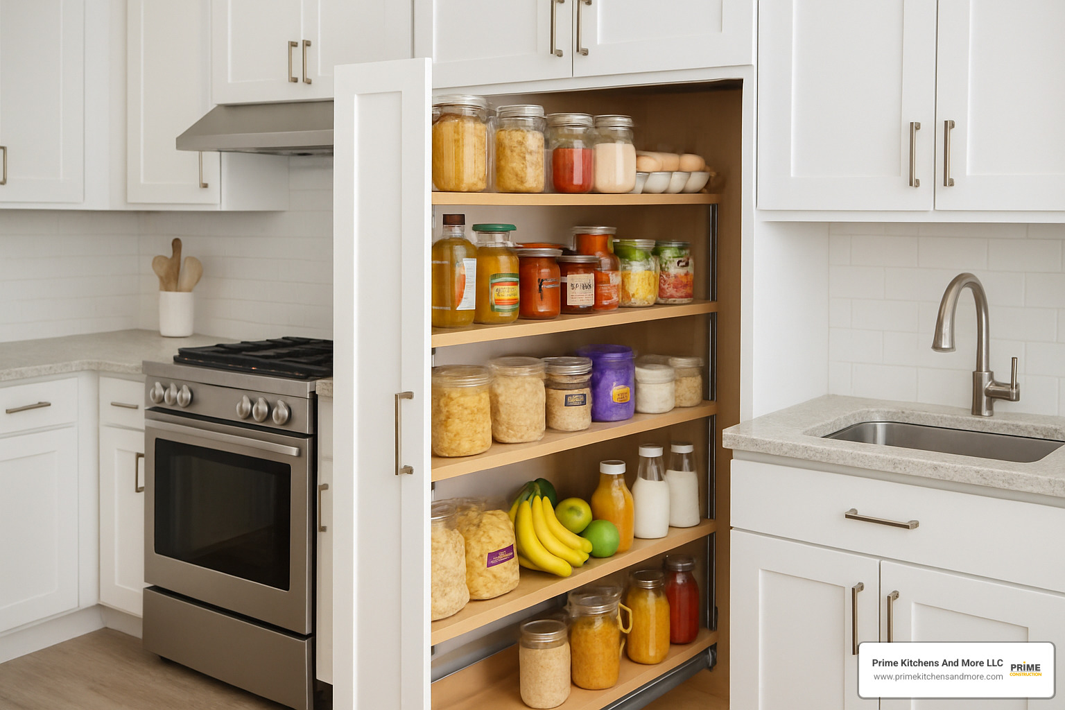 pull-out pantry in a simple kitchen - kitchen design simple