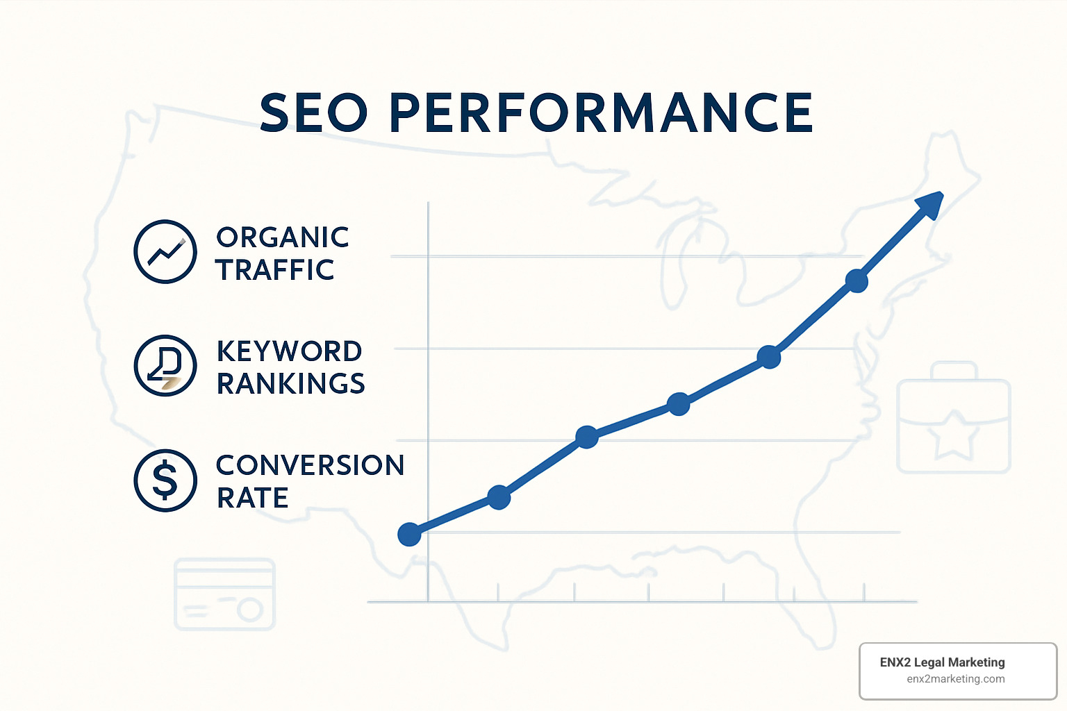 Upward trending graph showing SEO performance metrics over time, including organic traffic growth, keyword rankings improvement, and conversion rate increases - harrisburg seo expert