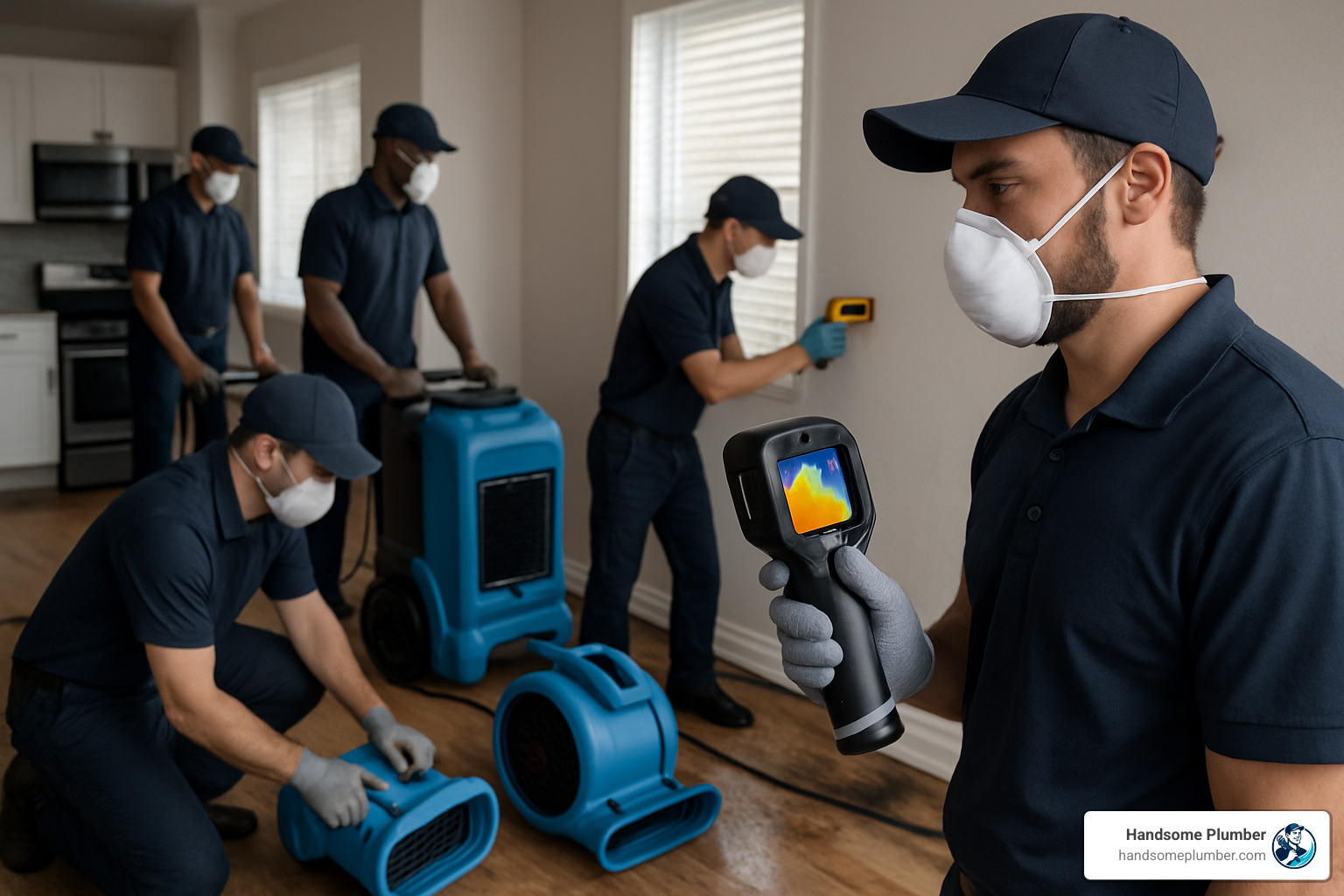 professional water damage restoration equipment in action - water damage restoration