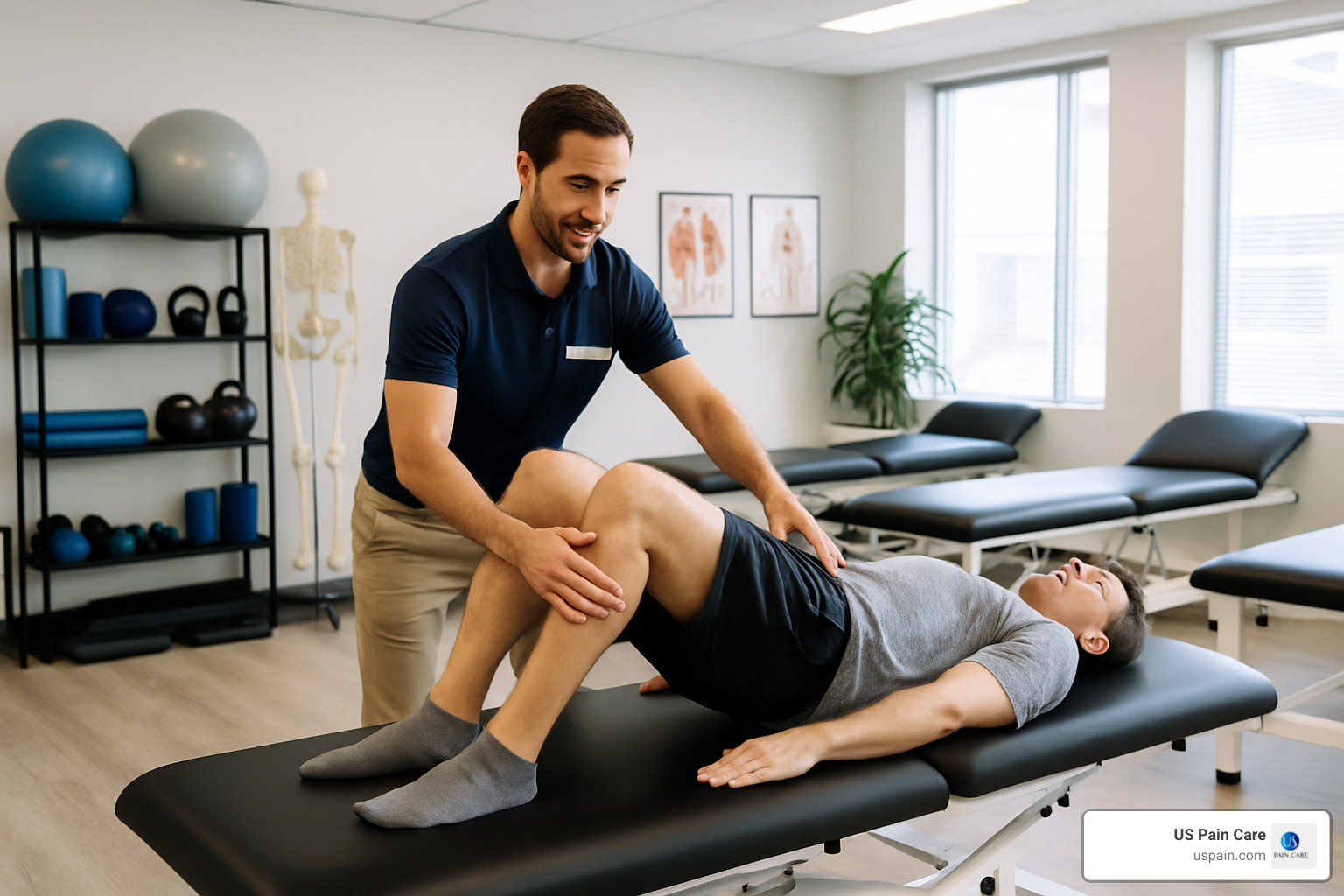 Physical therapist guiding a patient through specific back strengthening exercises in a clinical setting - non-opioid pain solutions for severe chronic back pain Physical therapist guiding a patient through specific back strengthening exercises in a clinical setting - non-opioid pain solutions for severe chronic back pain