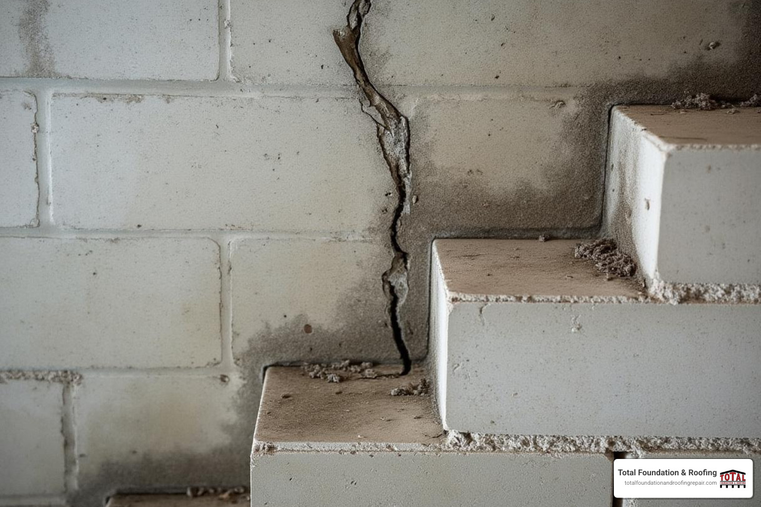 basement wall with foundation crack - basement contractor san antonio