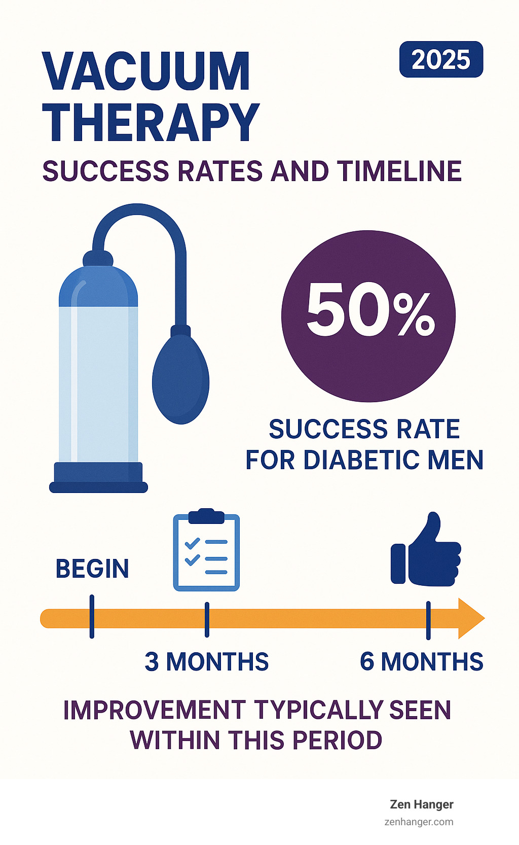 vacuum therapy success rates and timeline - penis pump for diabetics infographic 
