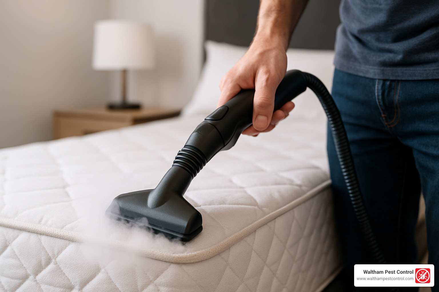 household steamer being used on mattress seams - how to get rid of bed bugs fast