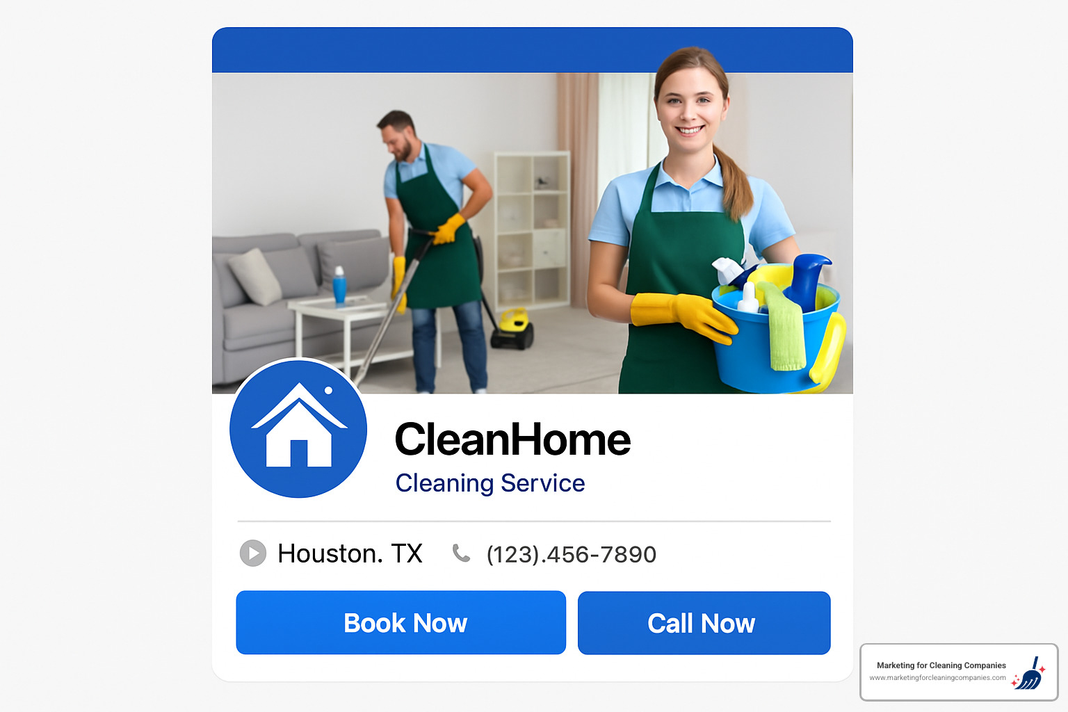 optimized social media profile for cleaning business - social media marketing for cleaning business