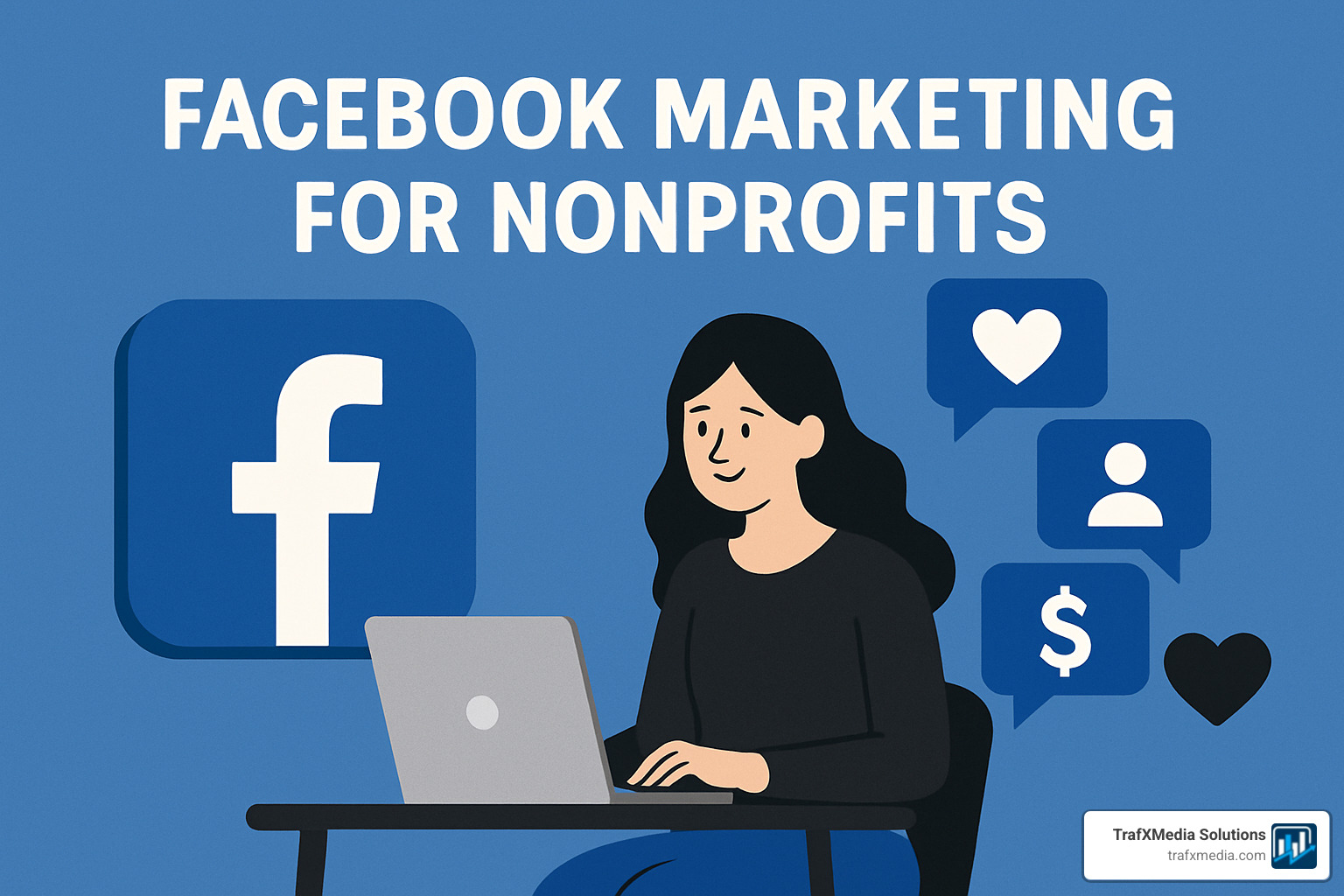 Well-designed nonprofit Facebook page showing optimized profile photo, compelling cover image, clear mission statement, and prominent donate button - Facebook marketing for nonprofits