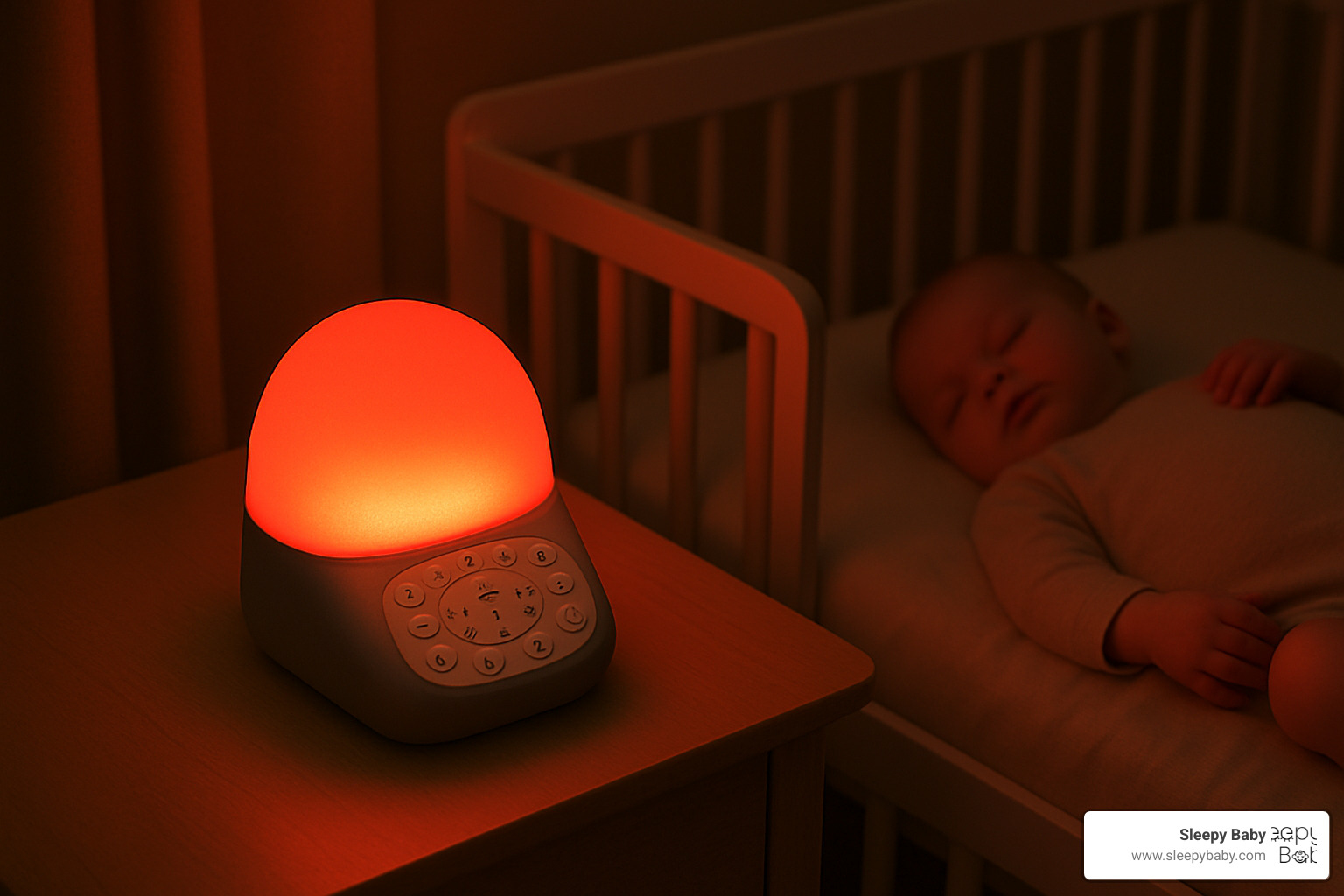 Sound machine with red light feature for baby sleep - travel sleep aid for babies