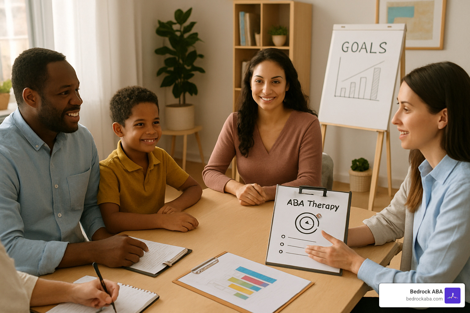 Collaborative goal-setting meeting with family and therapy team - aba therapy for behavior