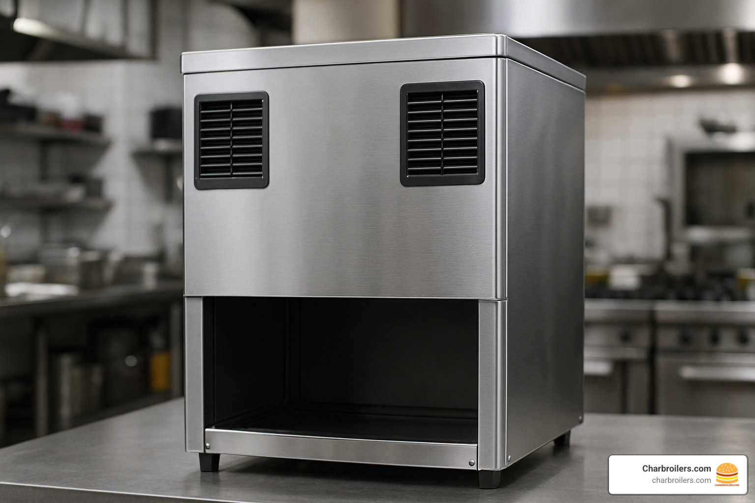 high-volume modular ice maker head showing dual exhaust system - commercial ice maker without bin