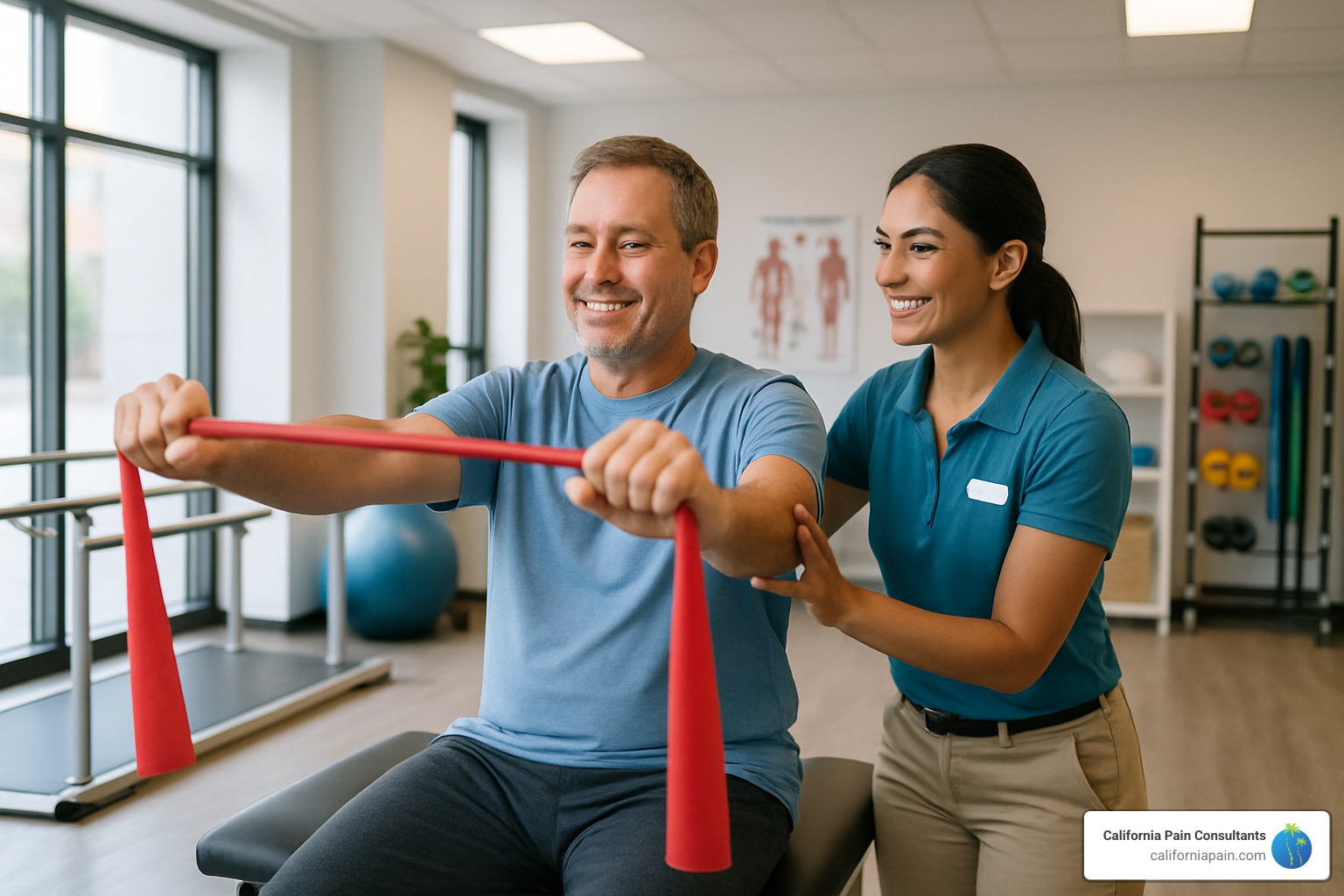 person successfully completing physical therapy exercises in a chronic pain recovery program - chronic pain recovery programs
