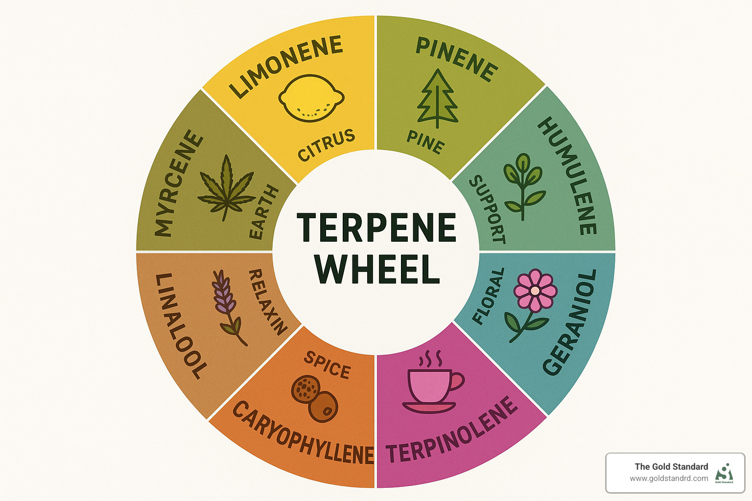 terpene wheel - all weed strains a-z with pictures