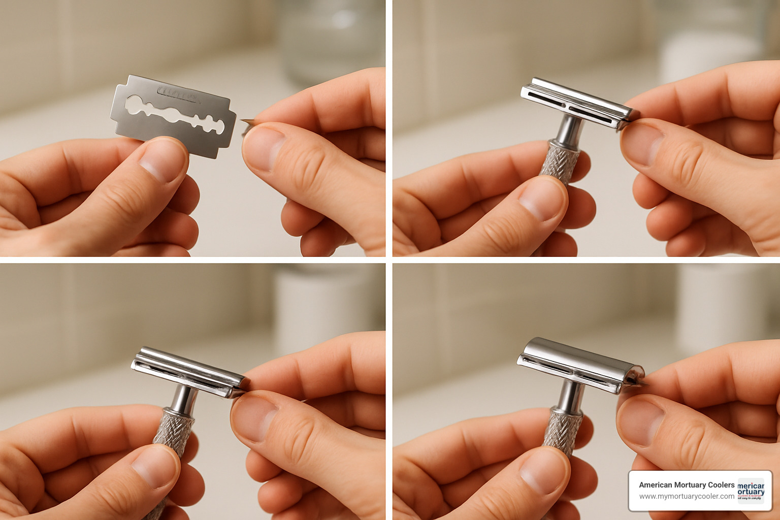 Proper technique for loading a double edge razor blade safely - razor blade double edge