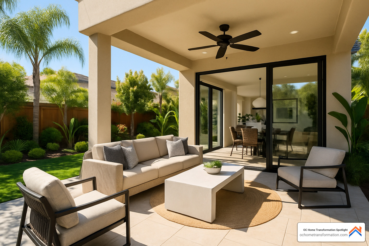 Orange County outdoor living space with California room - Orange County remodeling