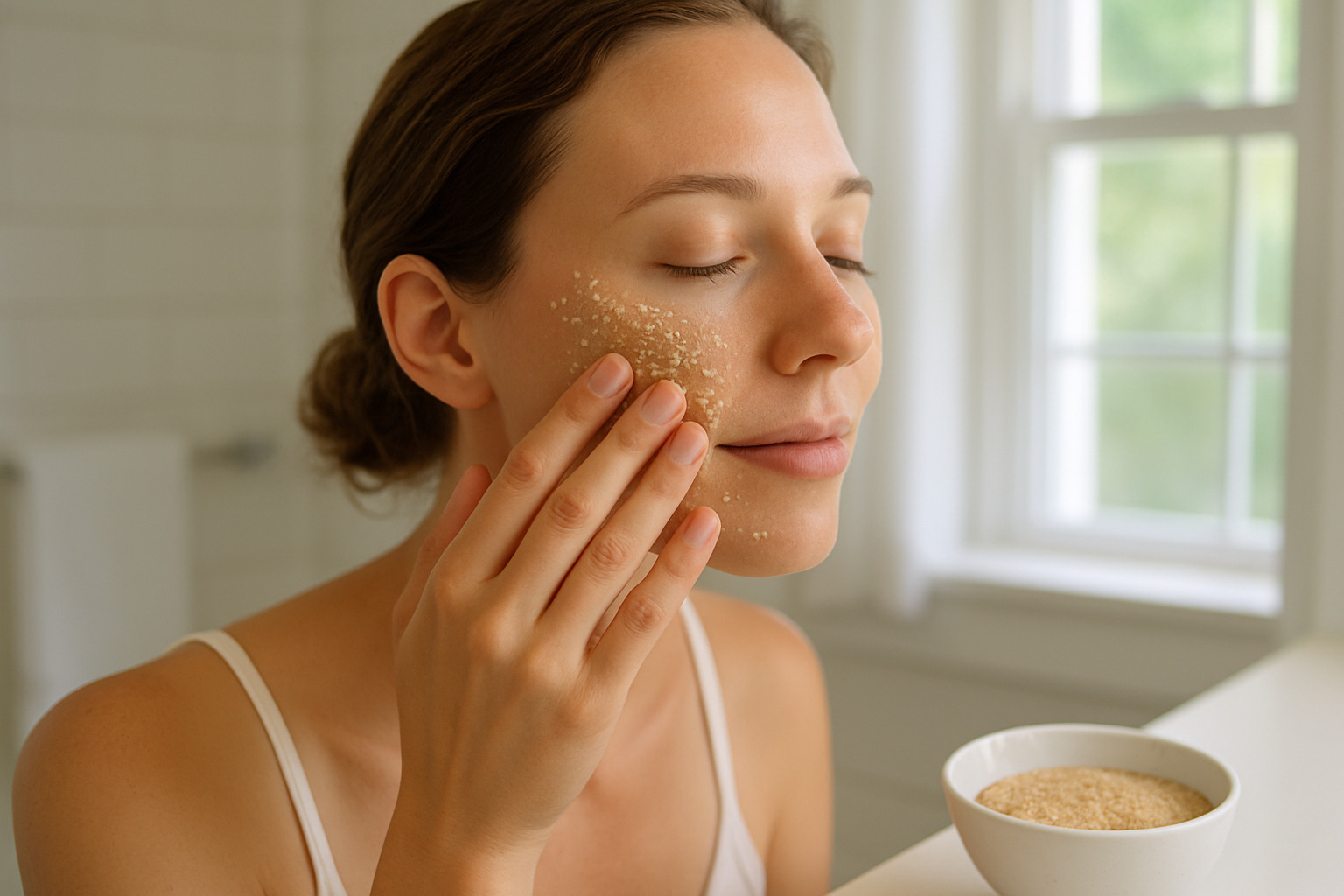 gentle oat scrub application - natural exfoliation methods