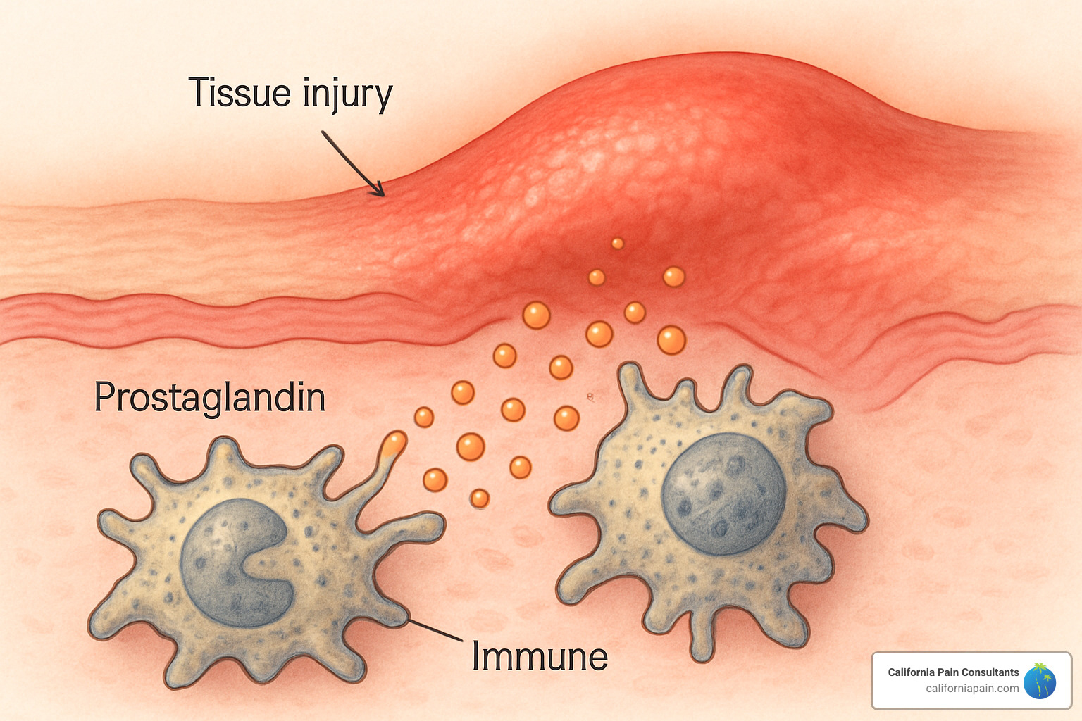 immune cells releasing prostaglandins - inflammation medication