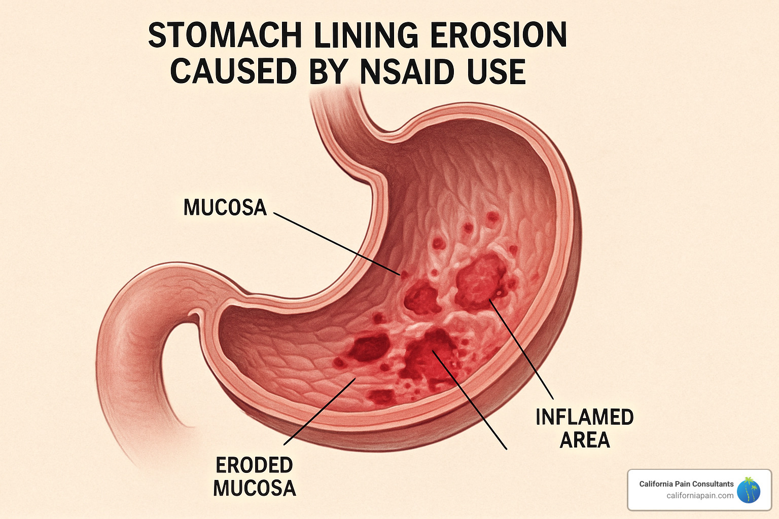 stomach lining erosion from NSAIDs - inflammation medication