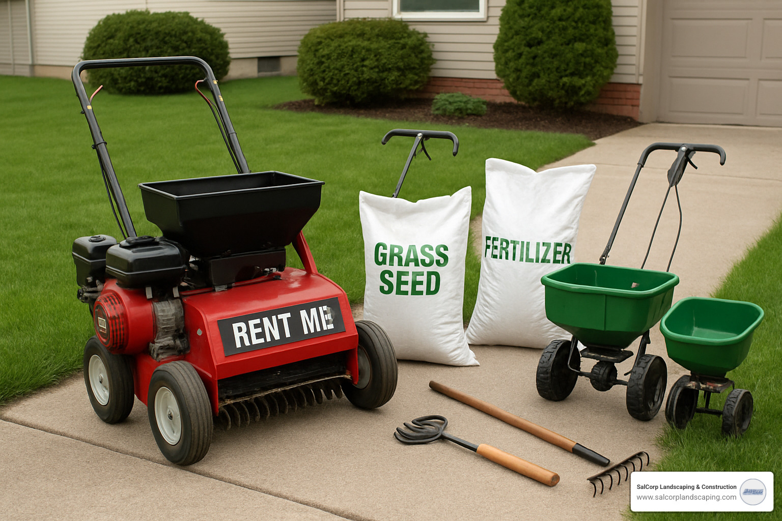 rented slice seeder and DIY seeding equipment - grass seed installation cost