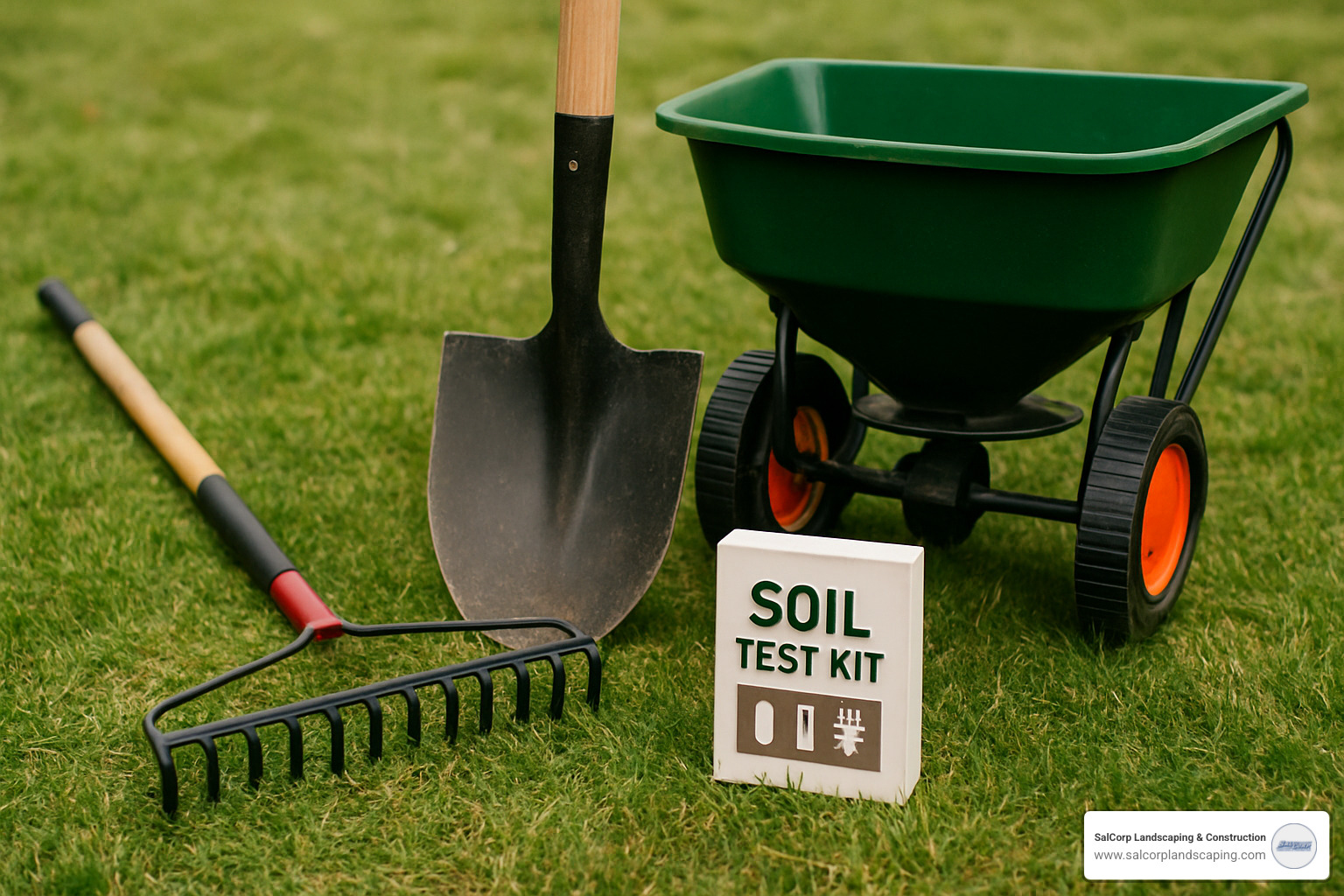 soil test kit and lawn preparation tools - grass seed installation cost