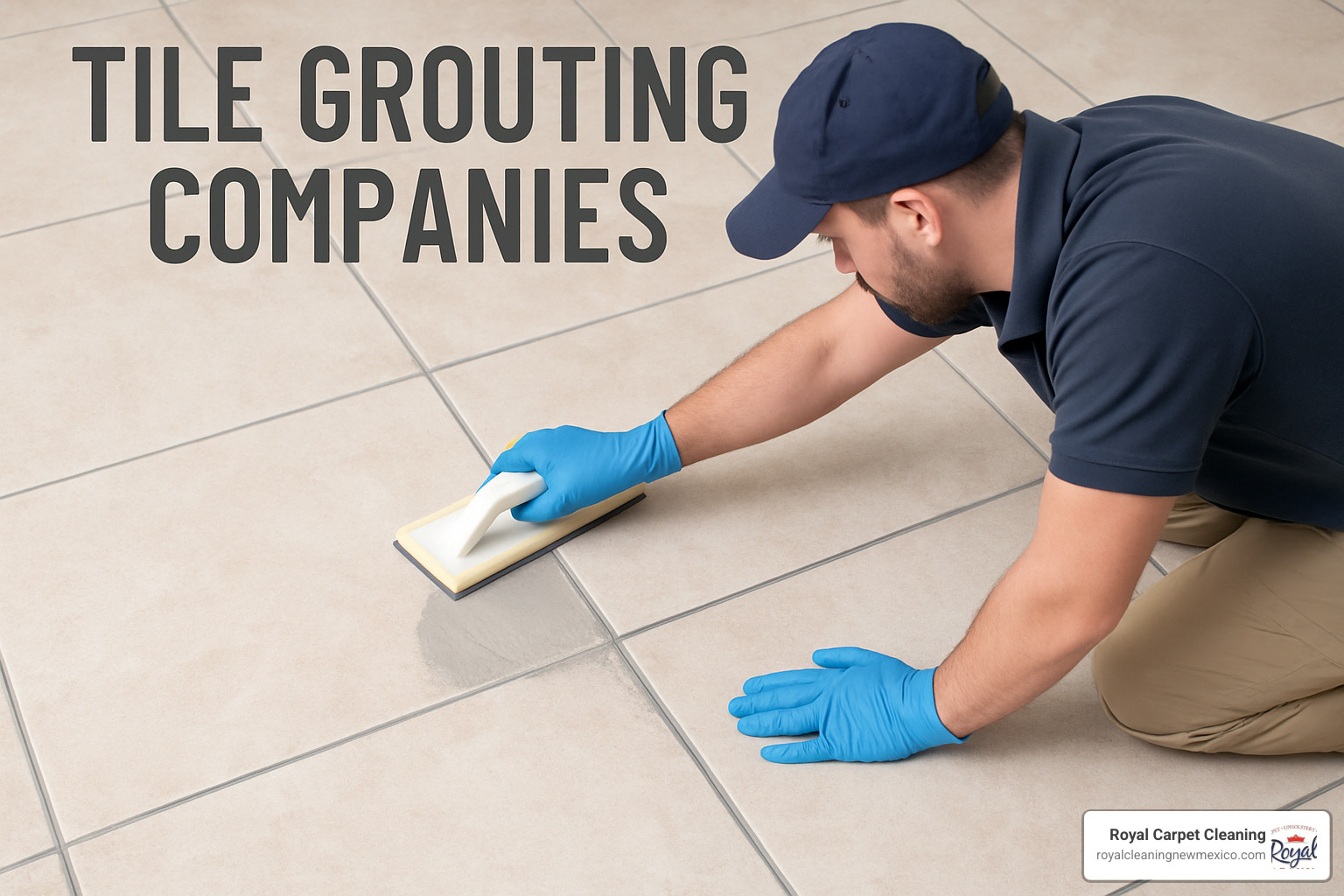Color-matching app interface showing tile photo with various grout color options and visualization tools - tile grouting companies