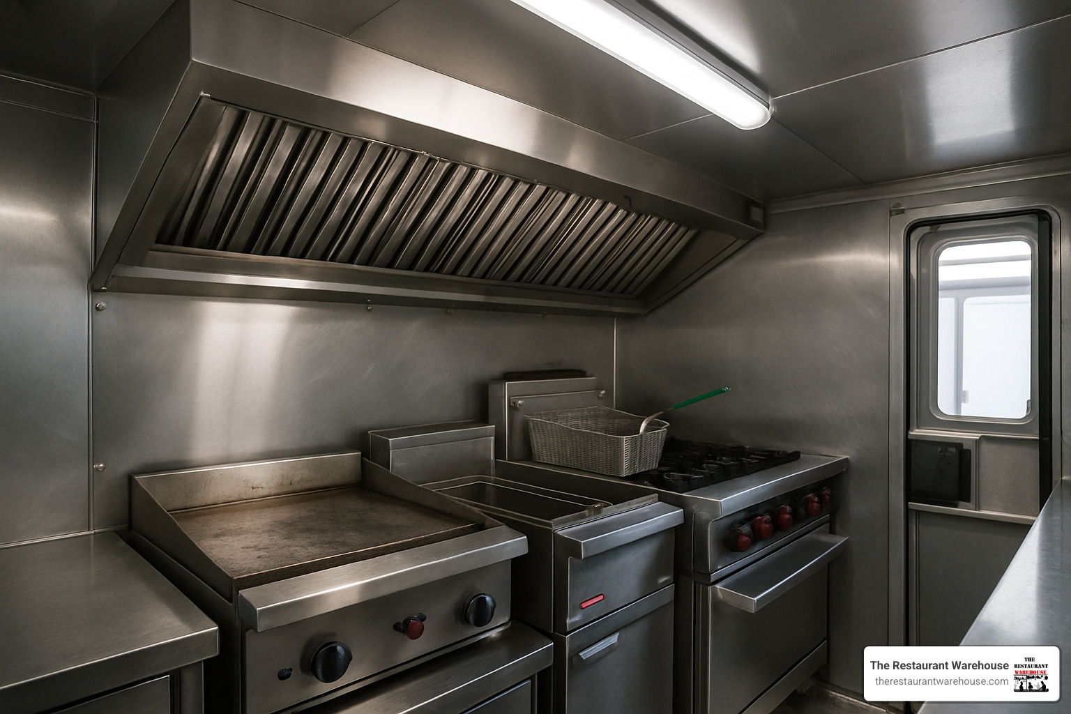 compact hood system in concession trailer - concession trailer cooking equipment