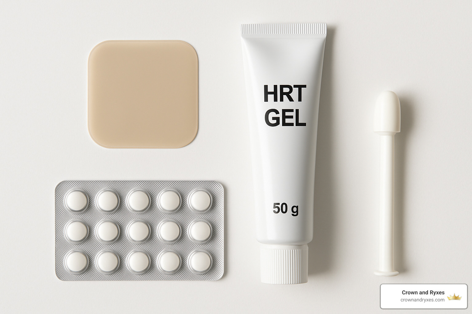 Various FDA-approved BHRT delivery forms including patches, gels, pills, and vaginal tablets - FDA-approved BHRT