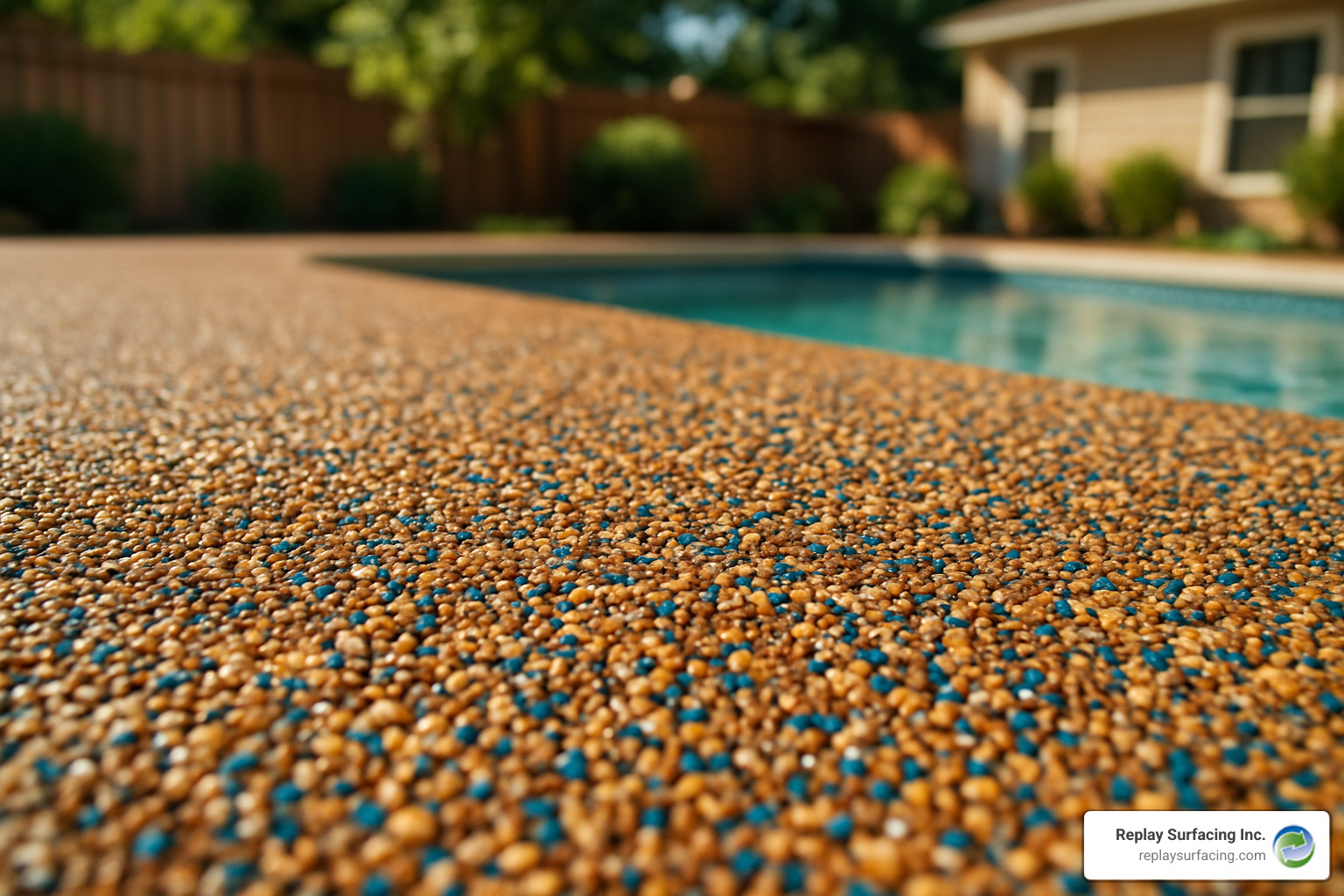 Close-up view of rubber pool deck surface showing texture and color - rubber pool deck cost