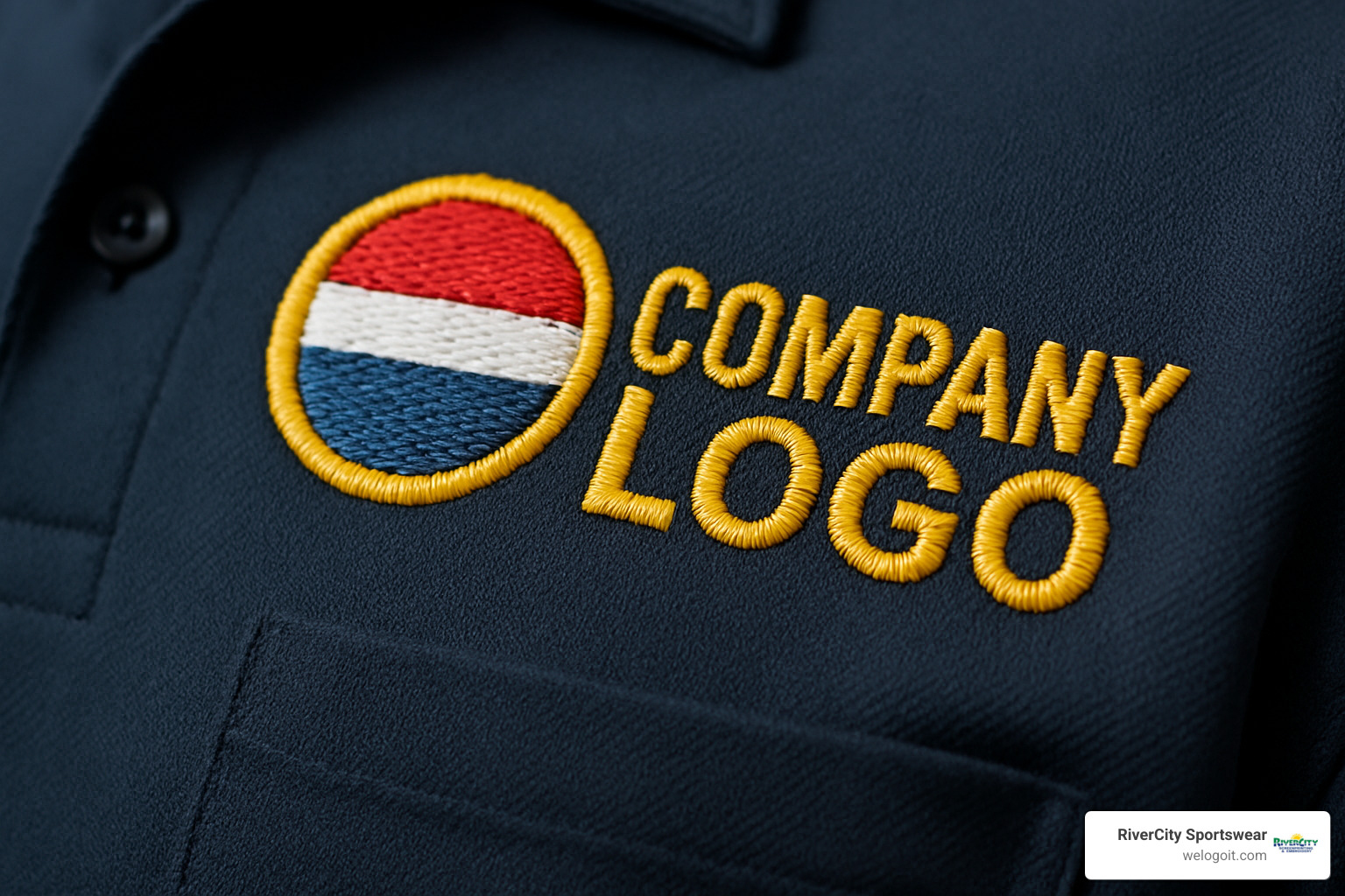 close-up embroidered logo stitching - embroidered uniforms