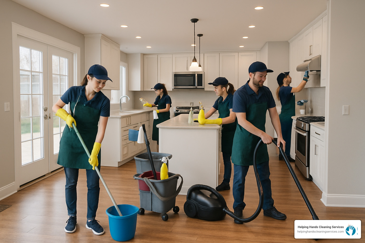 Professional cleaners with supplies and equipment for move-out cleaning - Move out cleaning Glen Ellyn