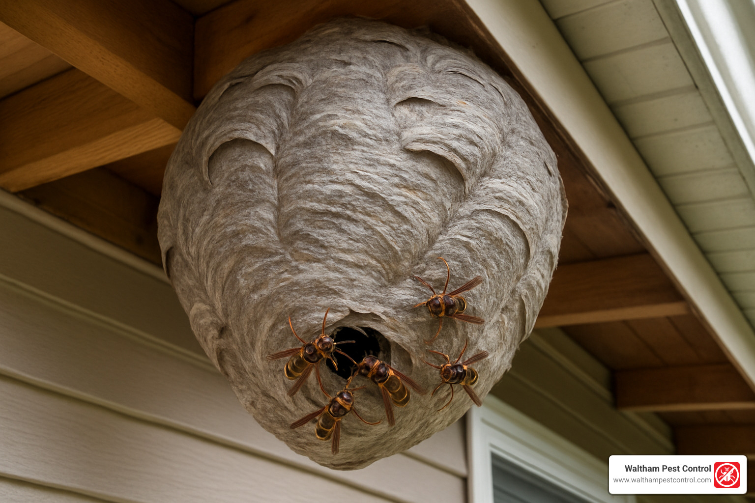 hornet paper nest under roof - do hornets do anything good