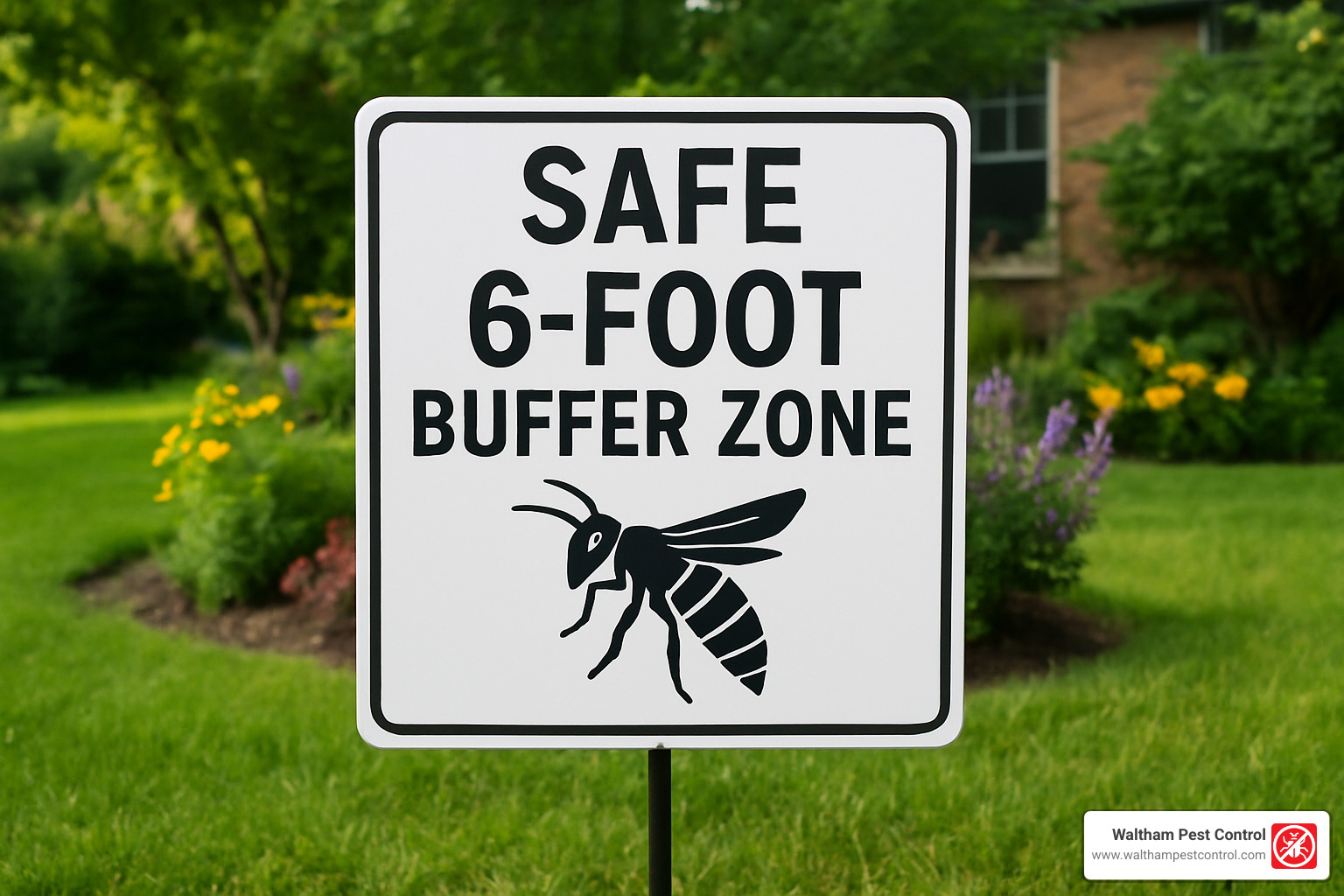 safe 6-ft buffer zone sign - do hornets do anything good
