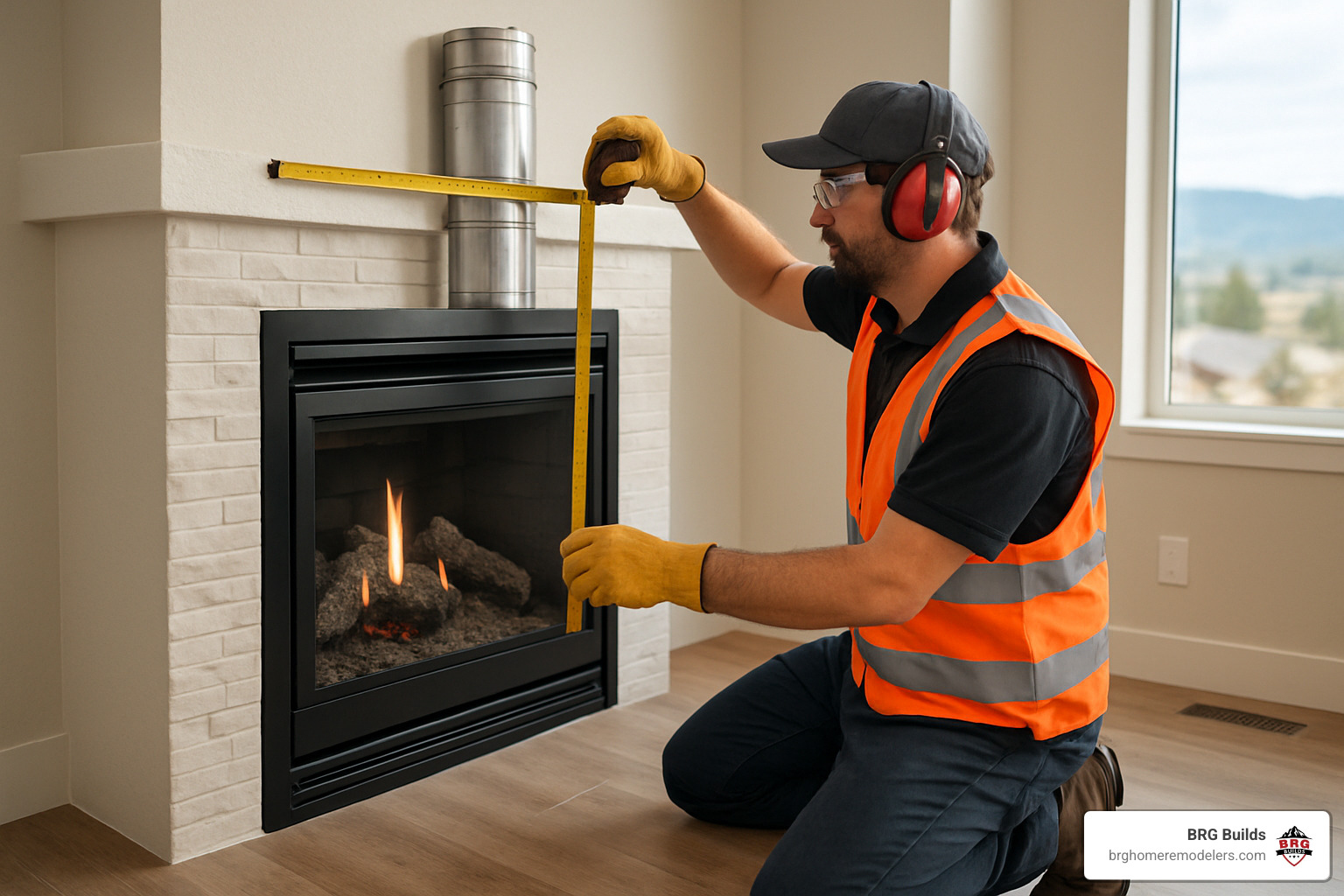 Professional fireplace installation showing proper clearances and venting requirements in a Colorado home - fireplace equipment near me Professional fireplace installation showing proper clearances and venting requirements in a Colorado home - fireplace equipment near me