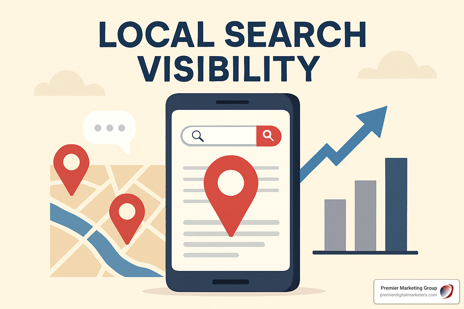 Heat map showing local search ranking positions across different geographic areas - local search visibility