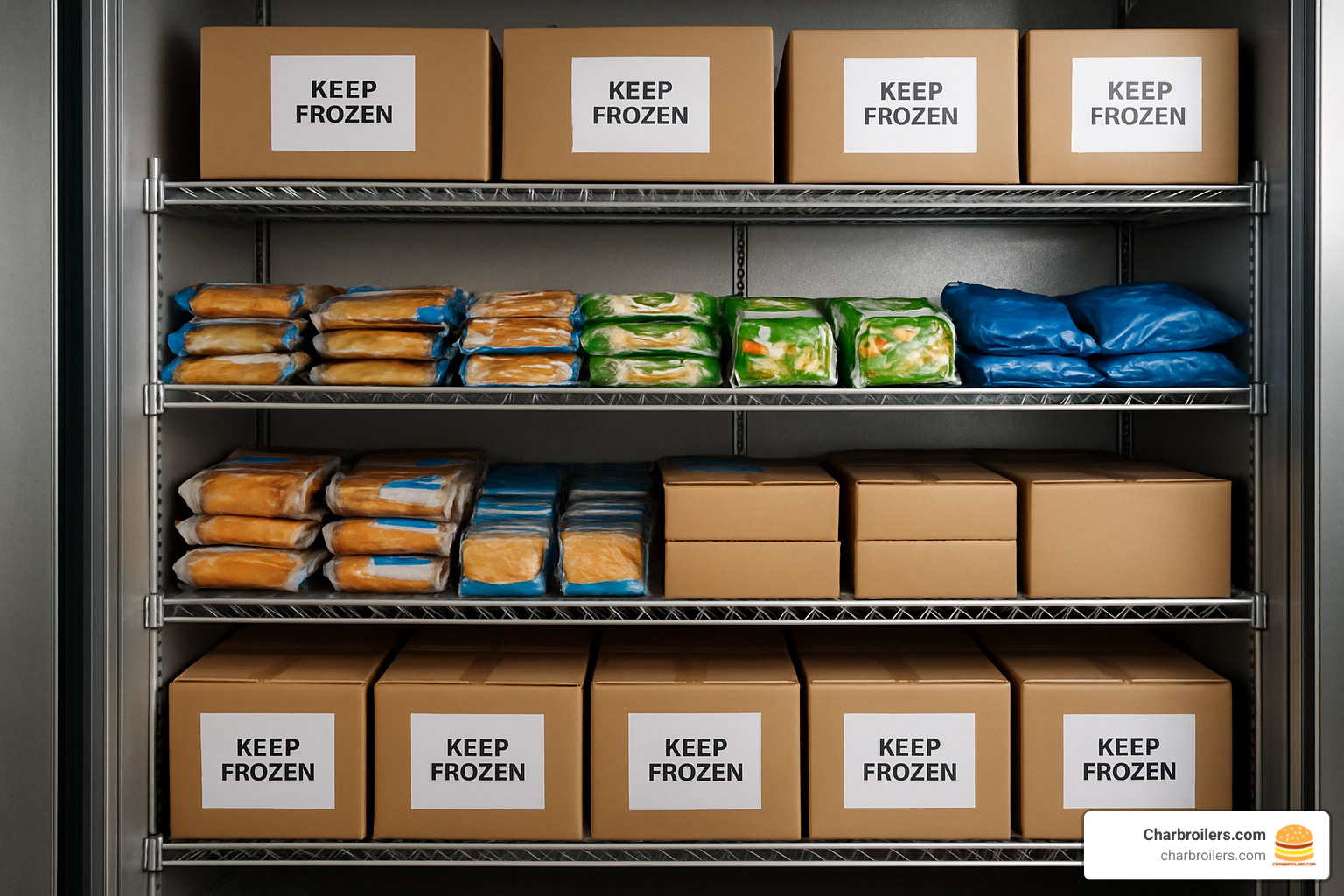 well-organized freezer shelves - imperial frost free commercial freezer
