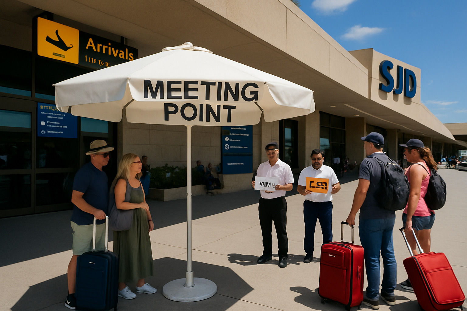 SJD airport umbrella meeting point - cabo san lucas scams