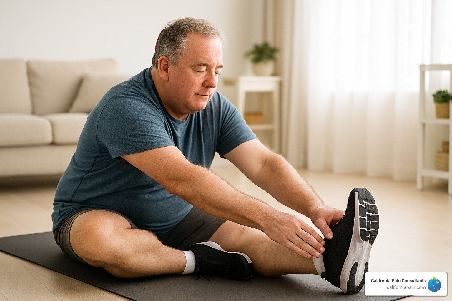 person demonstrating proper stretching technique for muscle pain relief - muscle pain relief