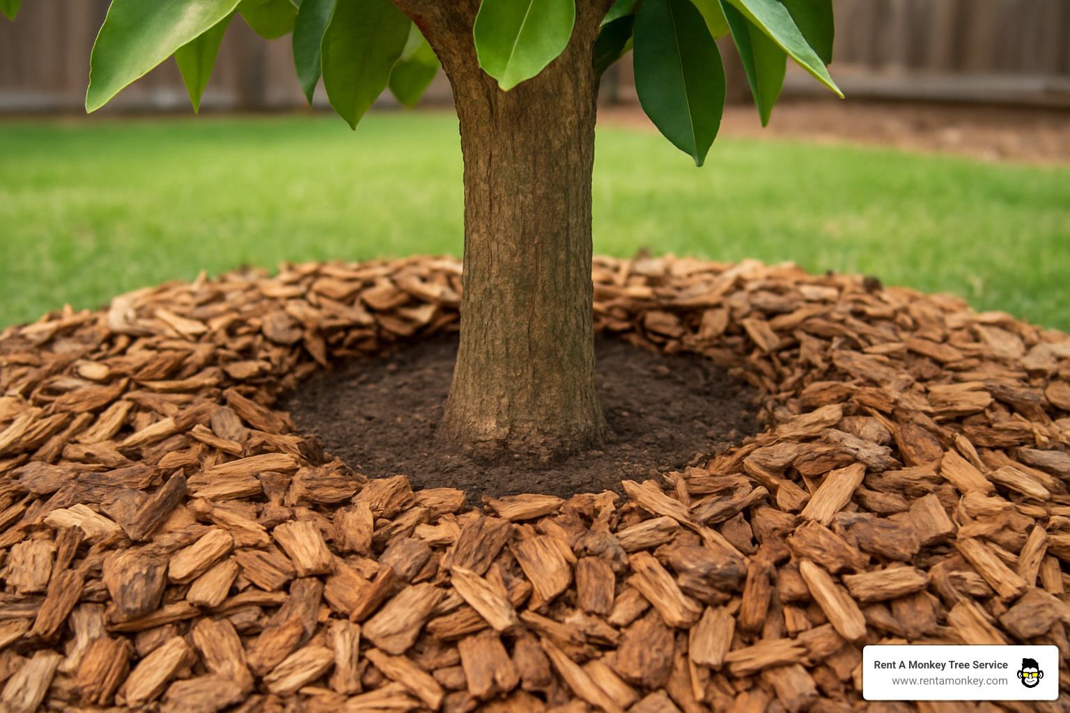 correct mulching around trunk showing 5 cm gap - citrus collar rot treatment