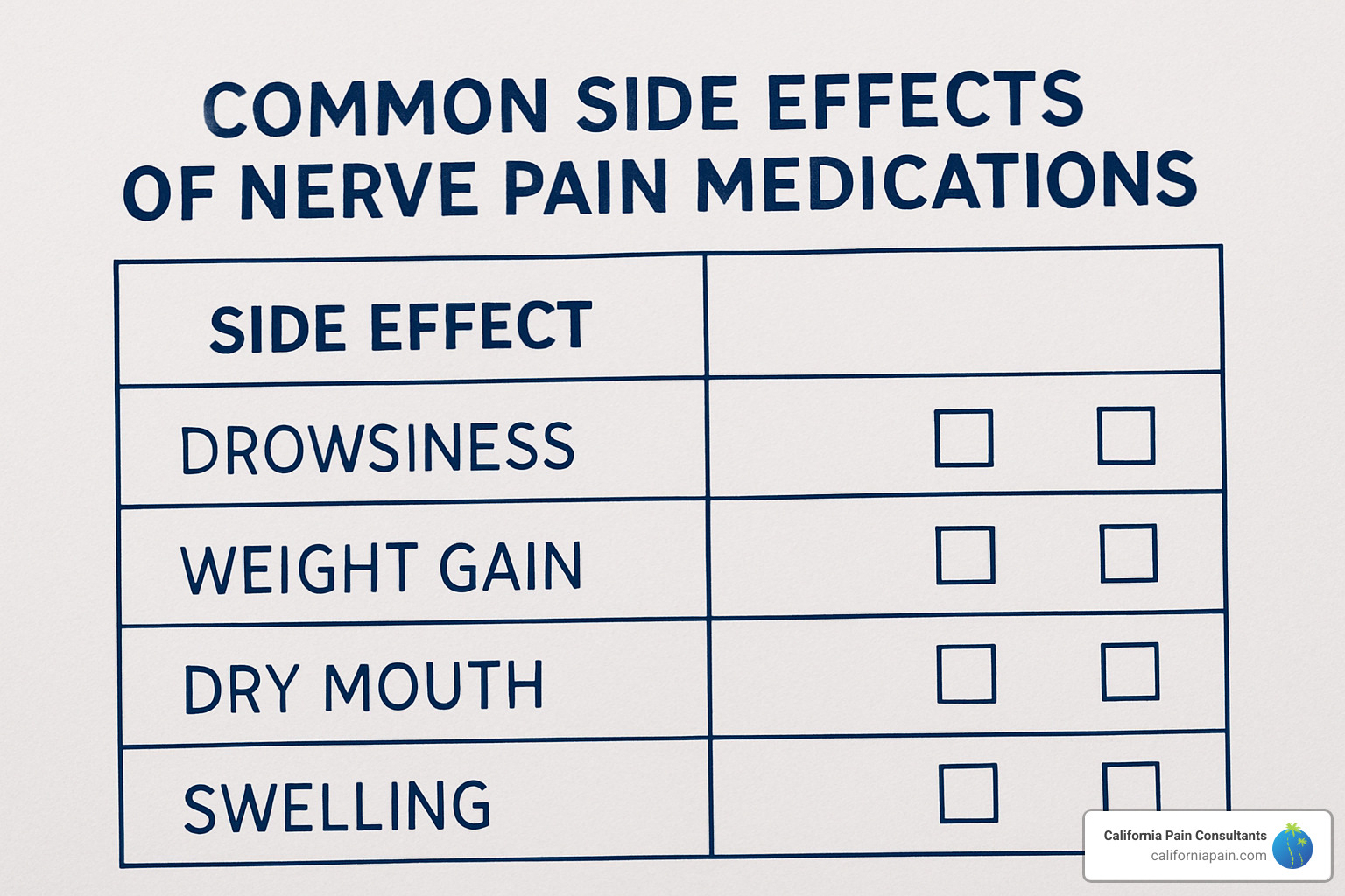 side effects monitoring chart - nerve pain medication