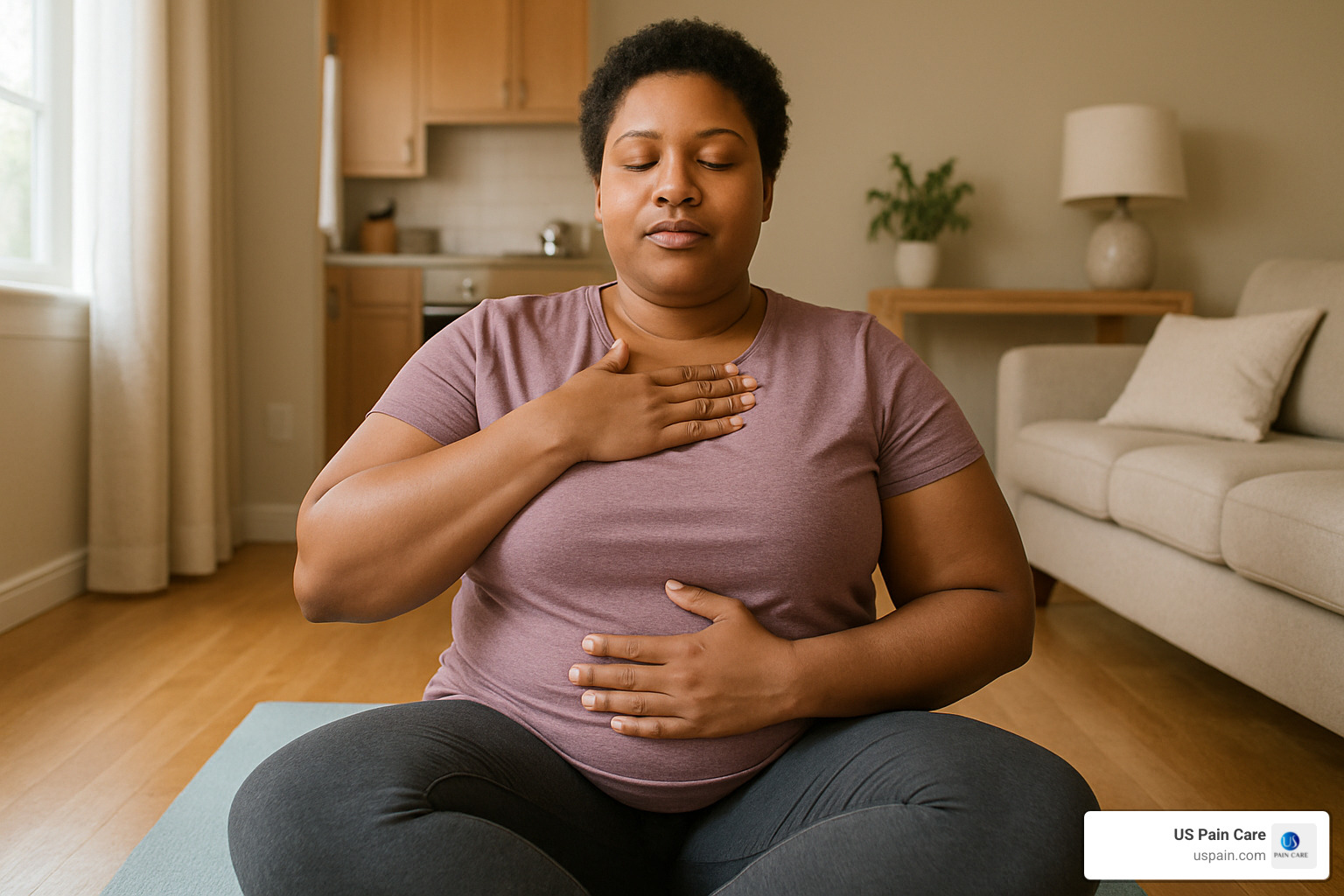 person doing breathing exercise - chronic pain stress management