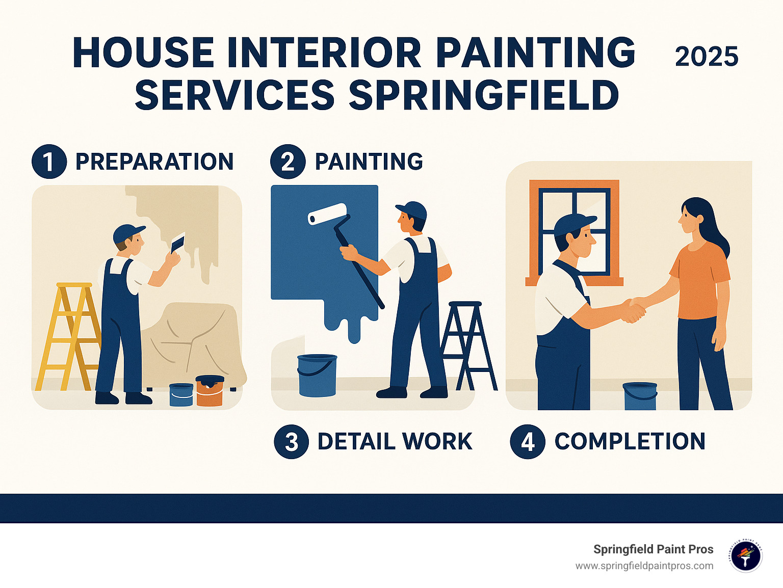 Interior painting process infographic for Springfield homeowners