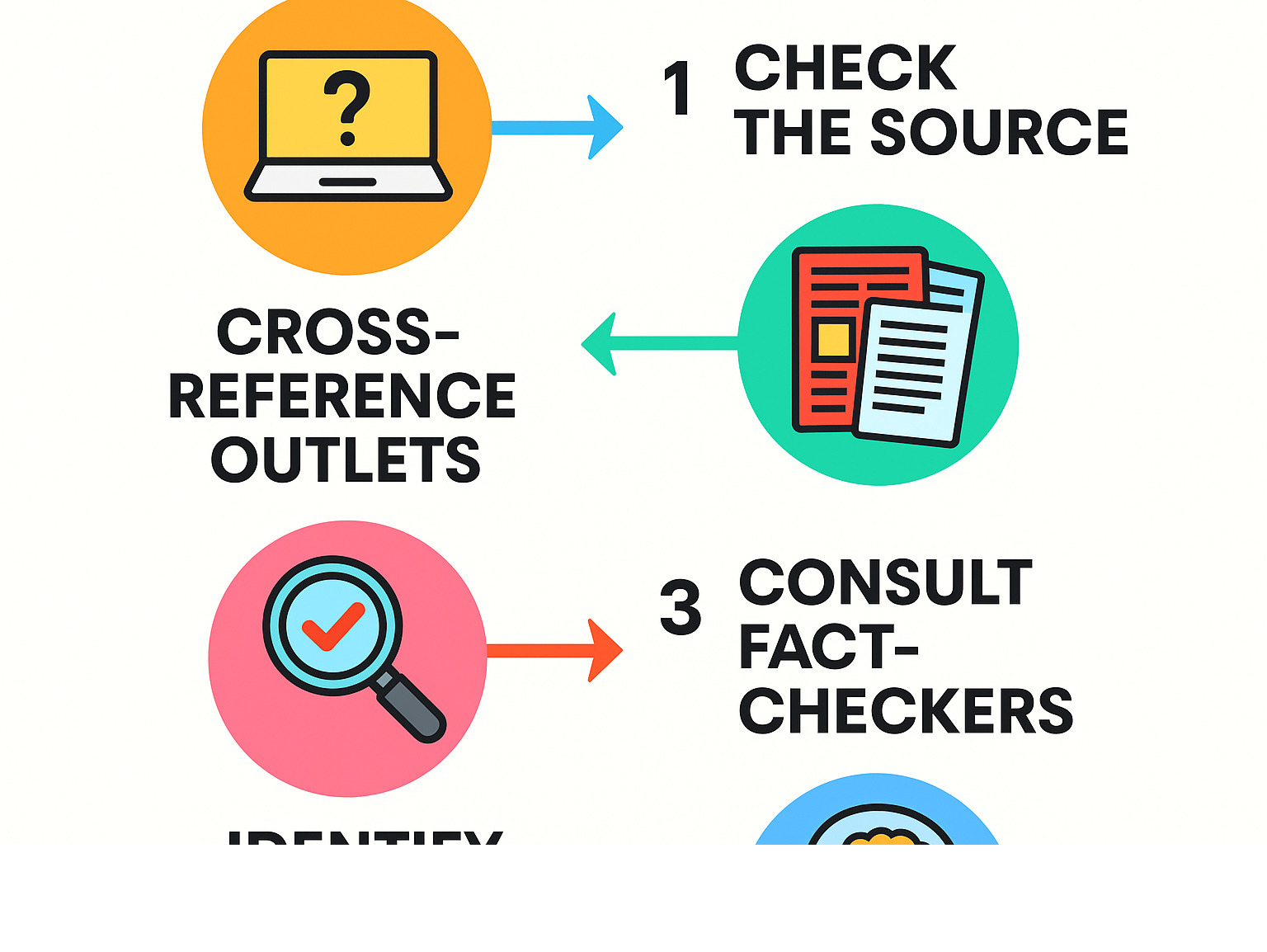 Infographic showing step-by-step process for verifying online news including checking source credibility, cross-referencing multiple outlets, consulting fact-checkers, and identifying potential bias indicators - gateway pundit infographic 