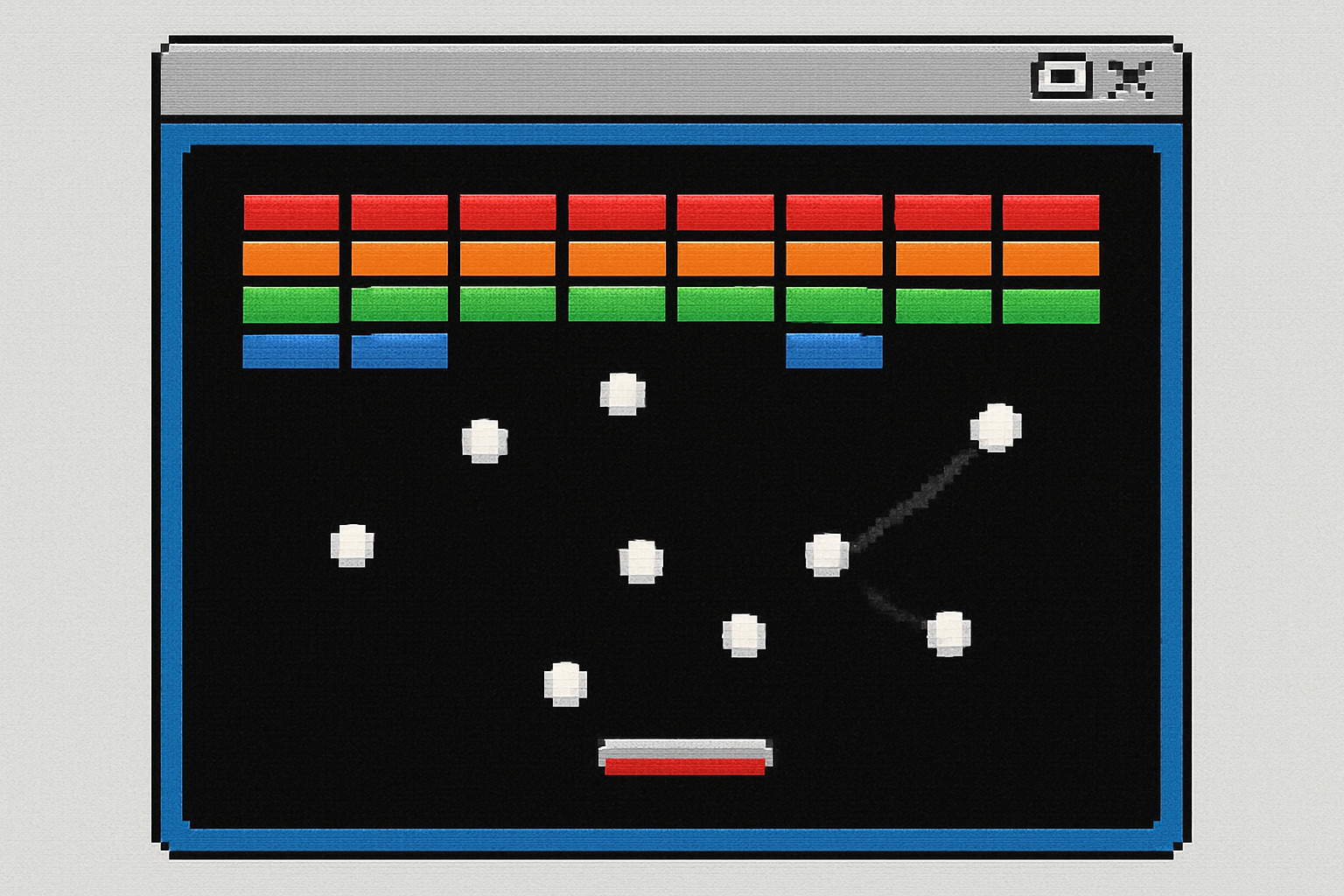 multi-ball power-up showing multiple balls bouncing simultaneously - google block breaker