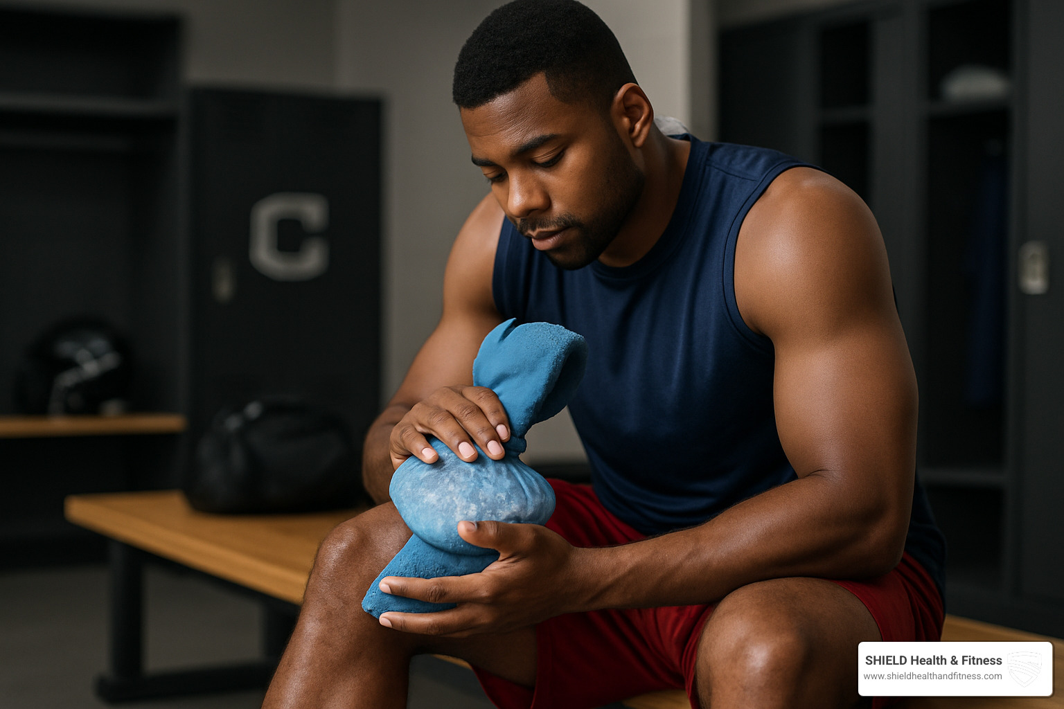 Athlete using cold therapy for recovery